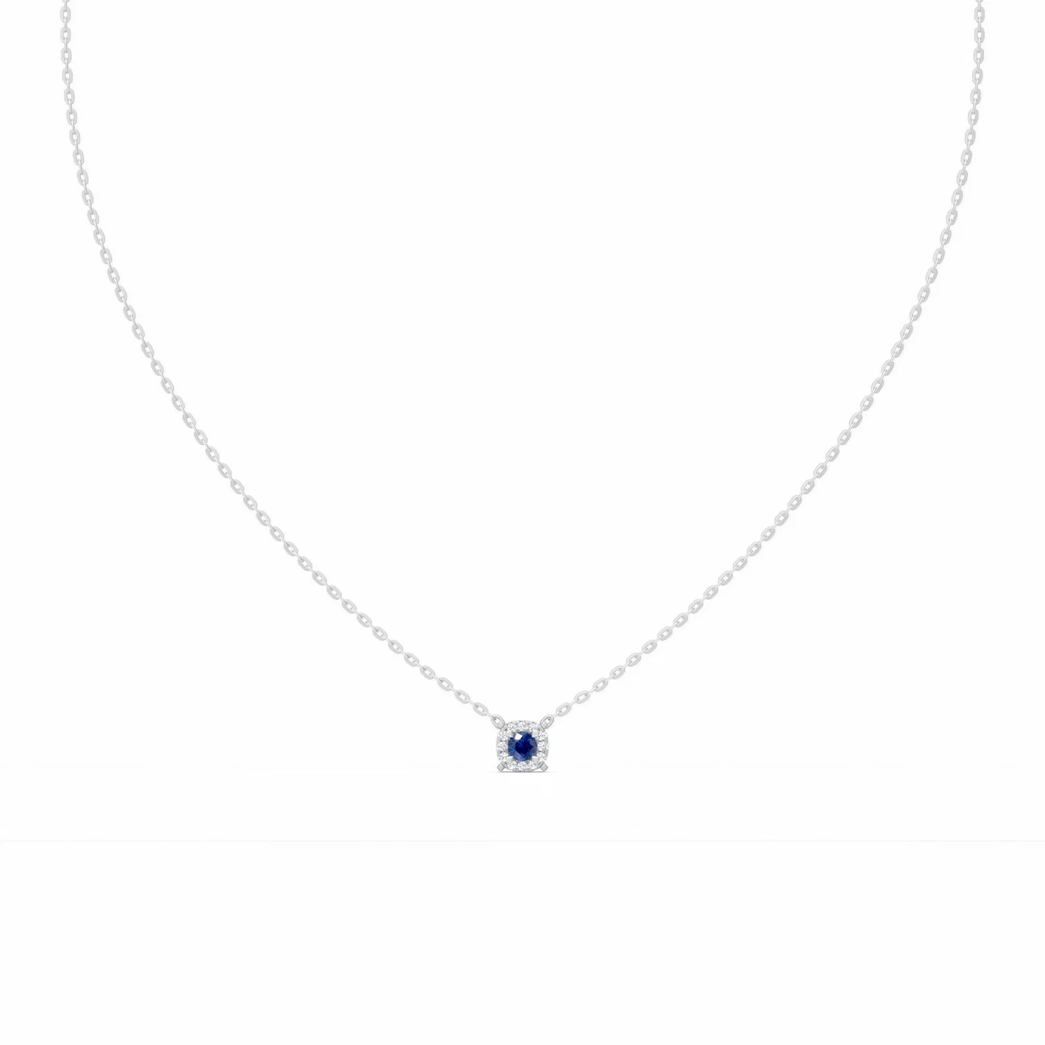 0.16 Karat Safir Çevresi Pırlanta Taşlı Tektaş Kolye