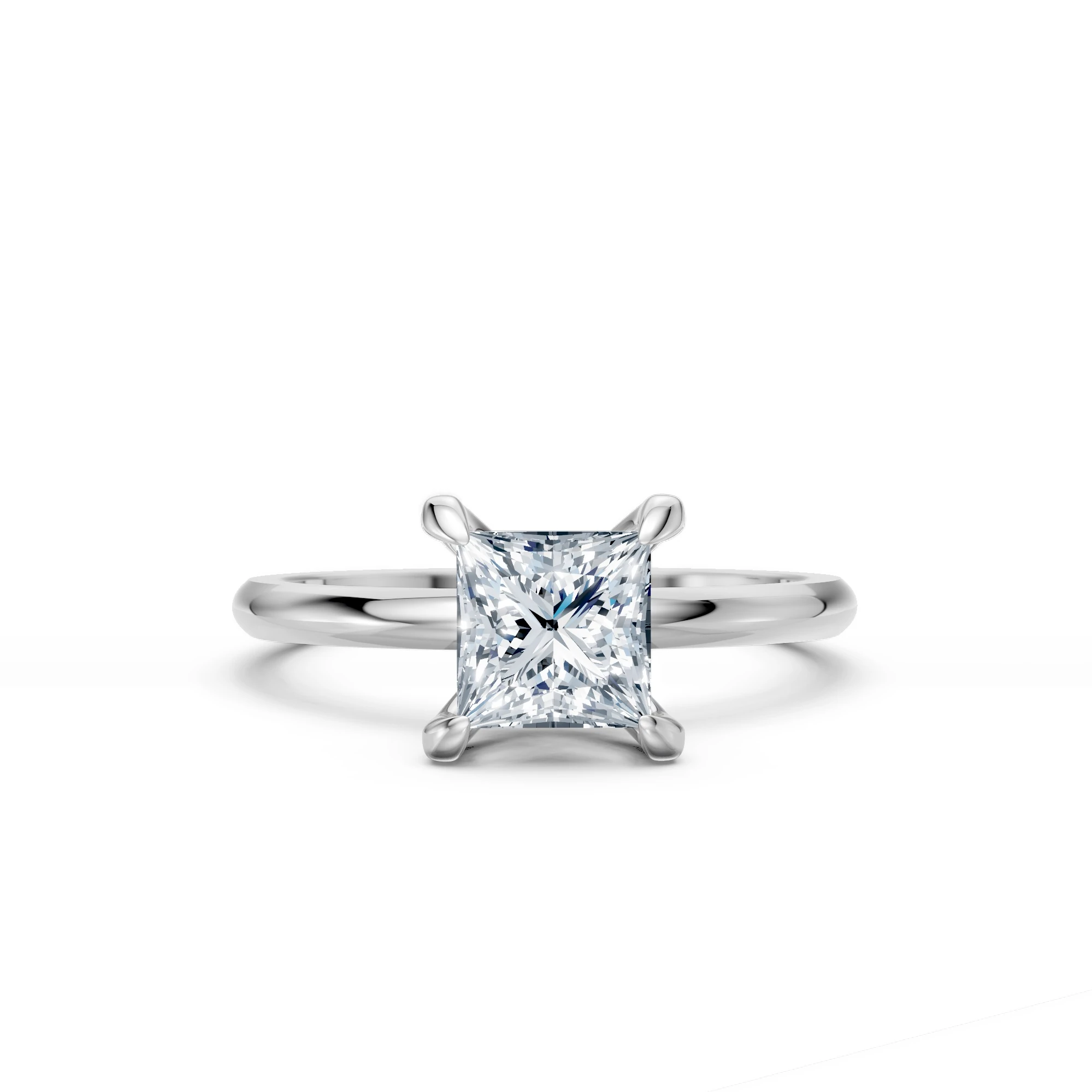 1 Karat Pırlanta Prenses Kesim Kare Tektaş Yüzük