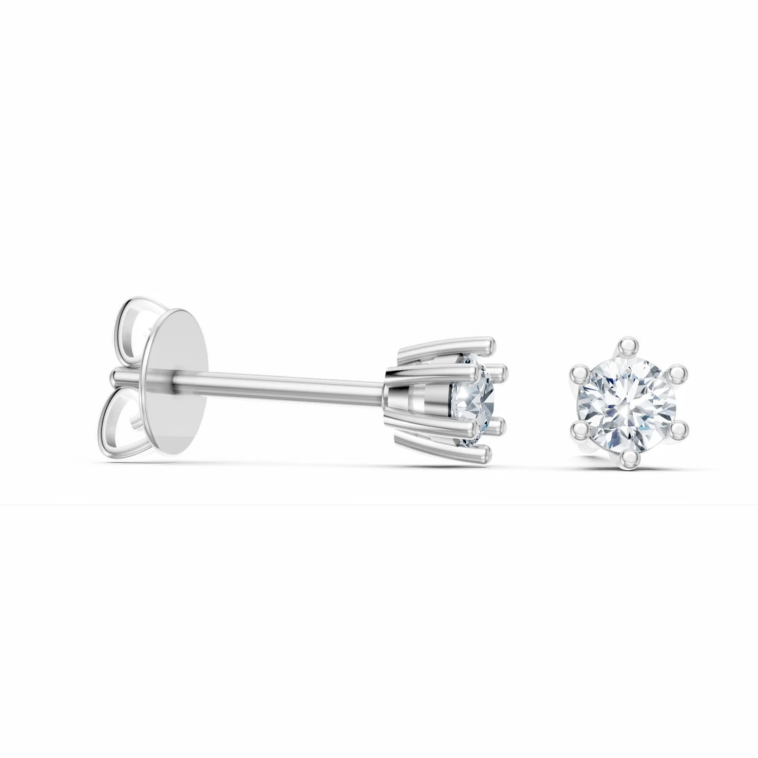 0.25 Karat Pırlanta Altı Tırnaklı Tektaş Küpe