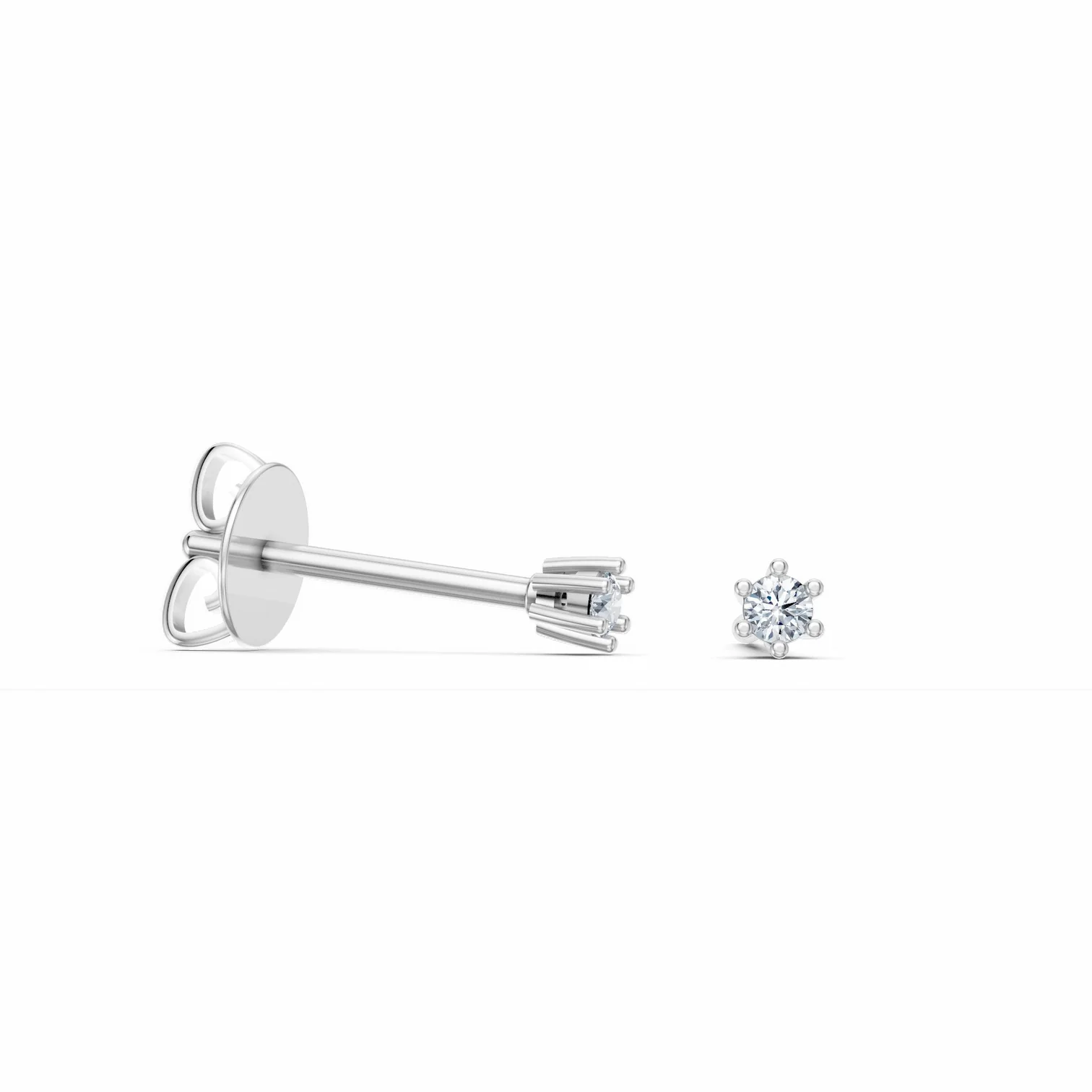 0.05 Karat Pırlanta Altı Tırnaklı Tektaş Küpe