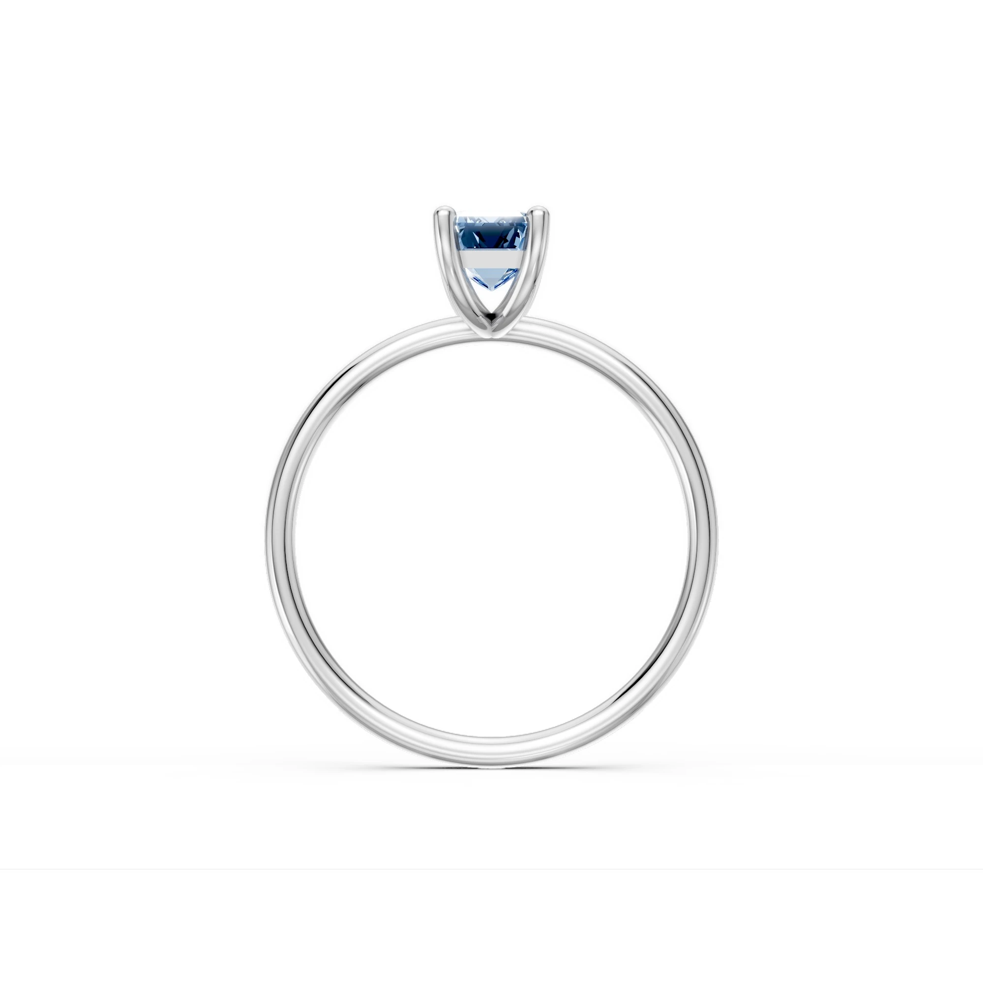 0.60 Karat Mavi Topaz Baget Tektaş Yüzük