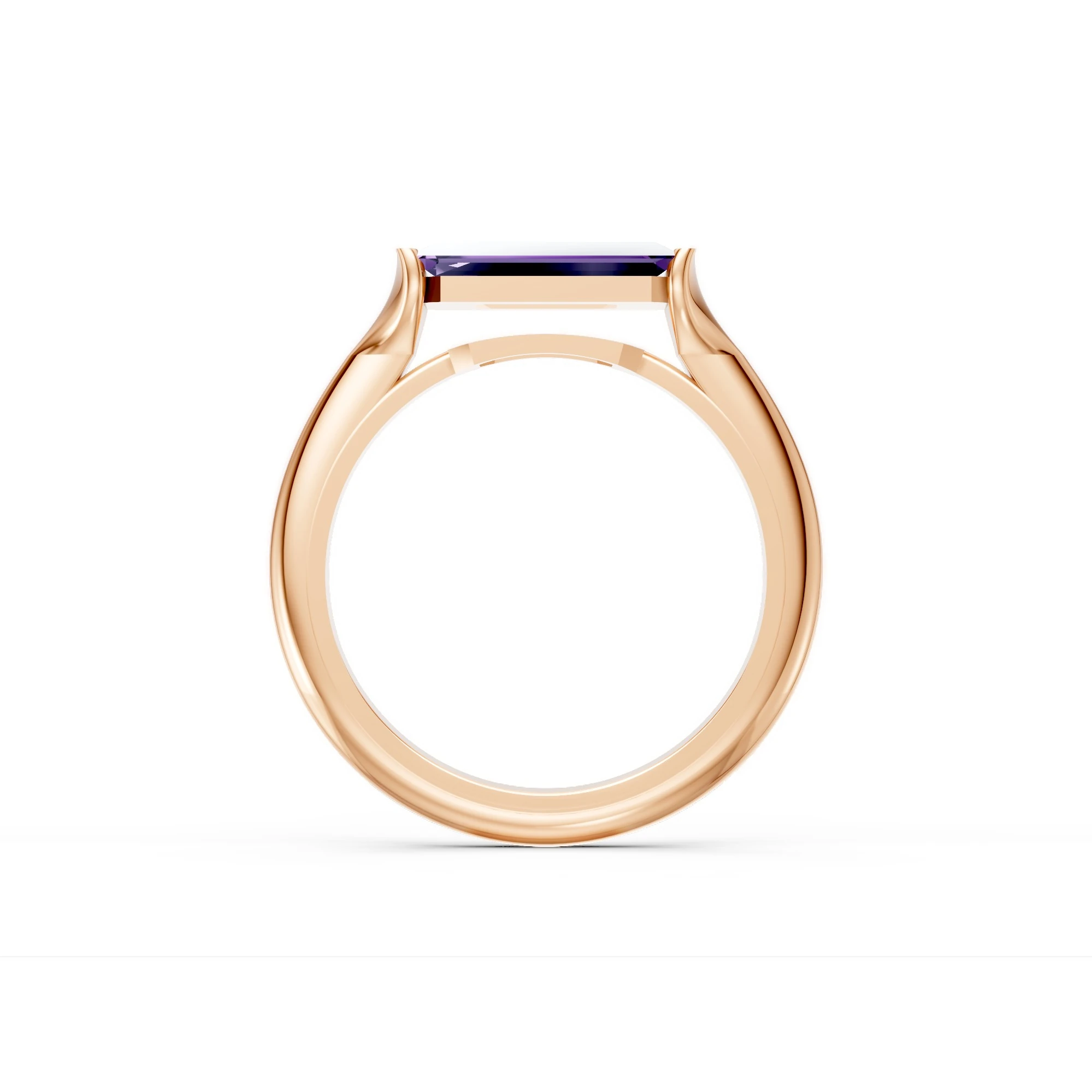 1.81 Karat Ametist Baget Tektaş Yüzük