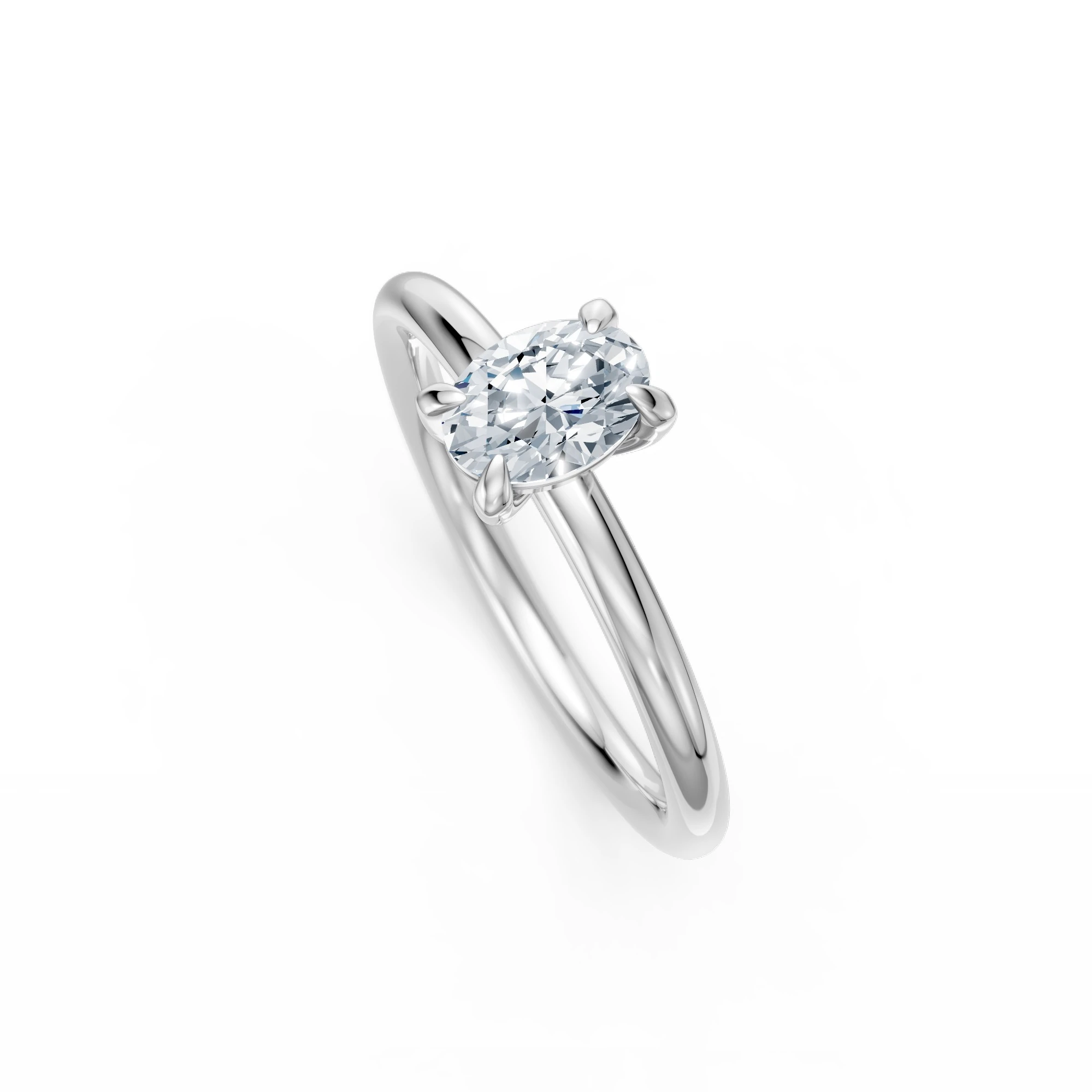 0.50 Karat Pırlanta Oval Kesim Tektaş Yüzük