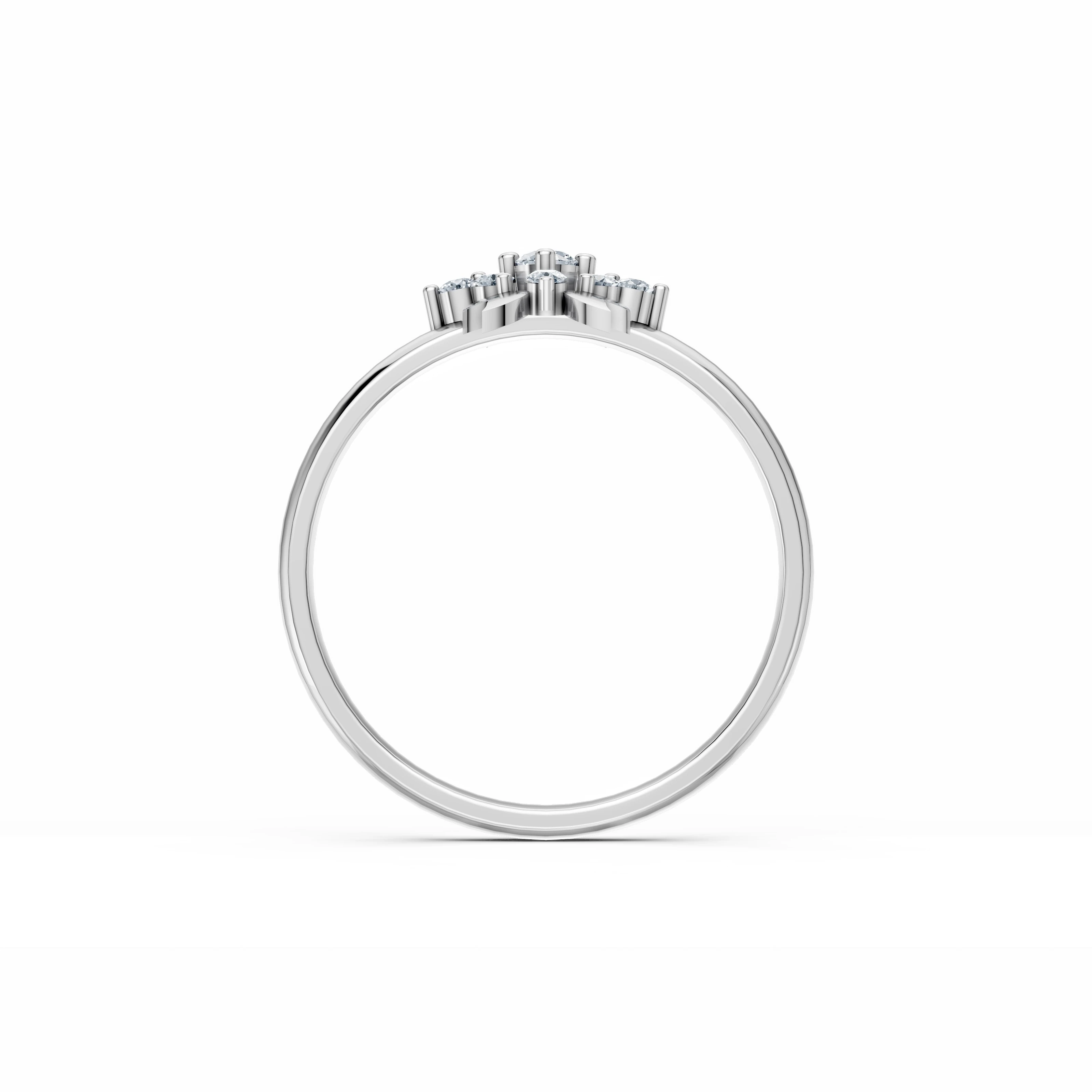 0.12 Karat Pırlanta Dört Yapraklı Tasarım Yüzük