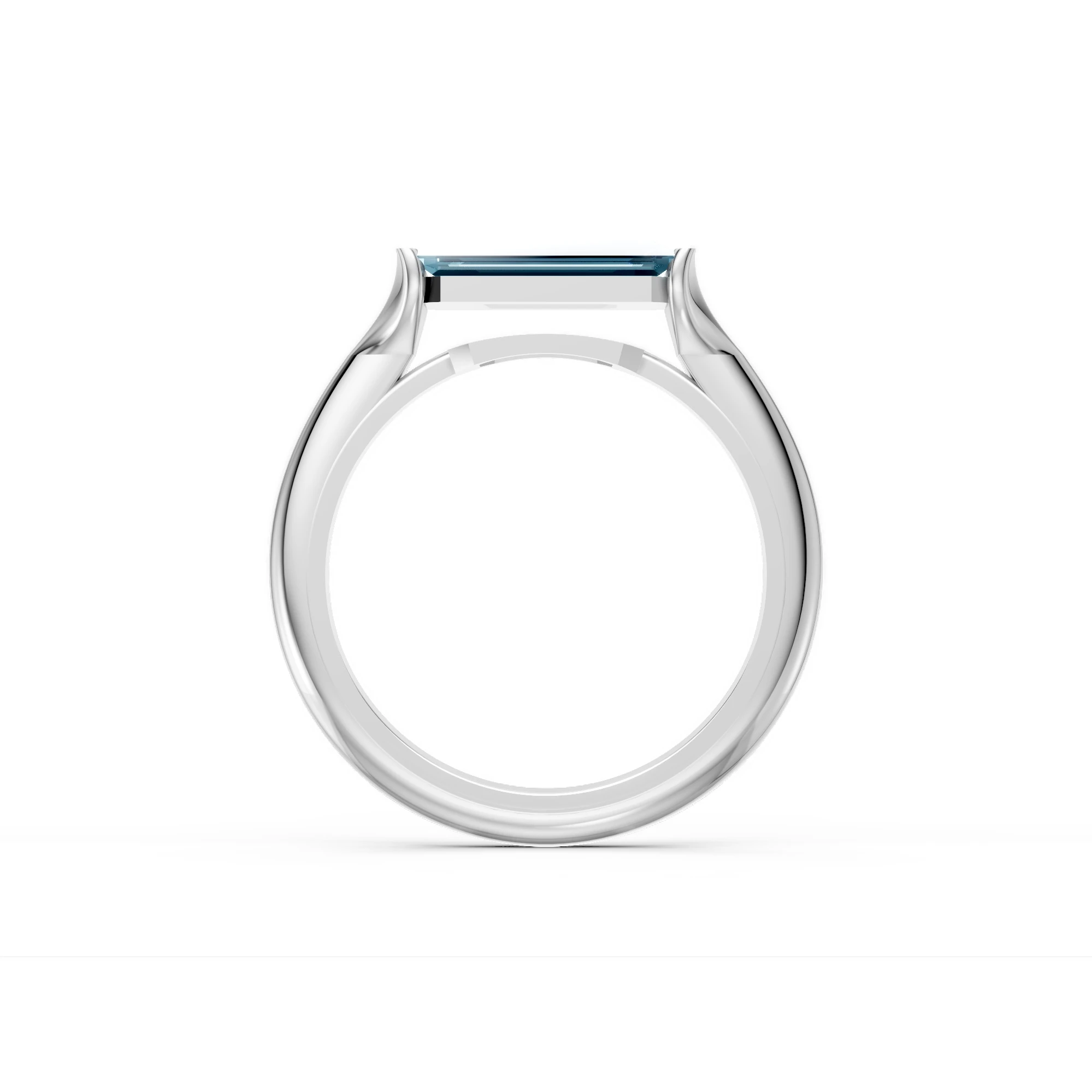 1.81 Karat Mavi Topaz Baget Tektaş Yüzük