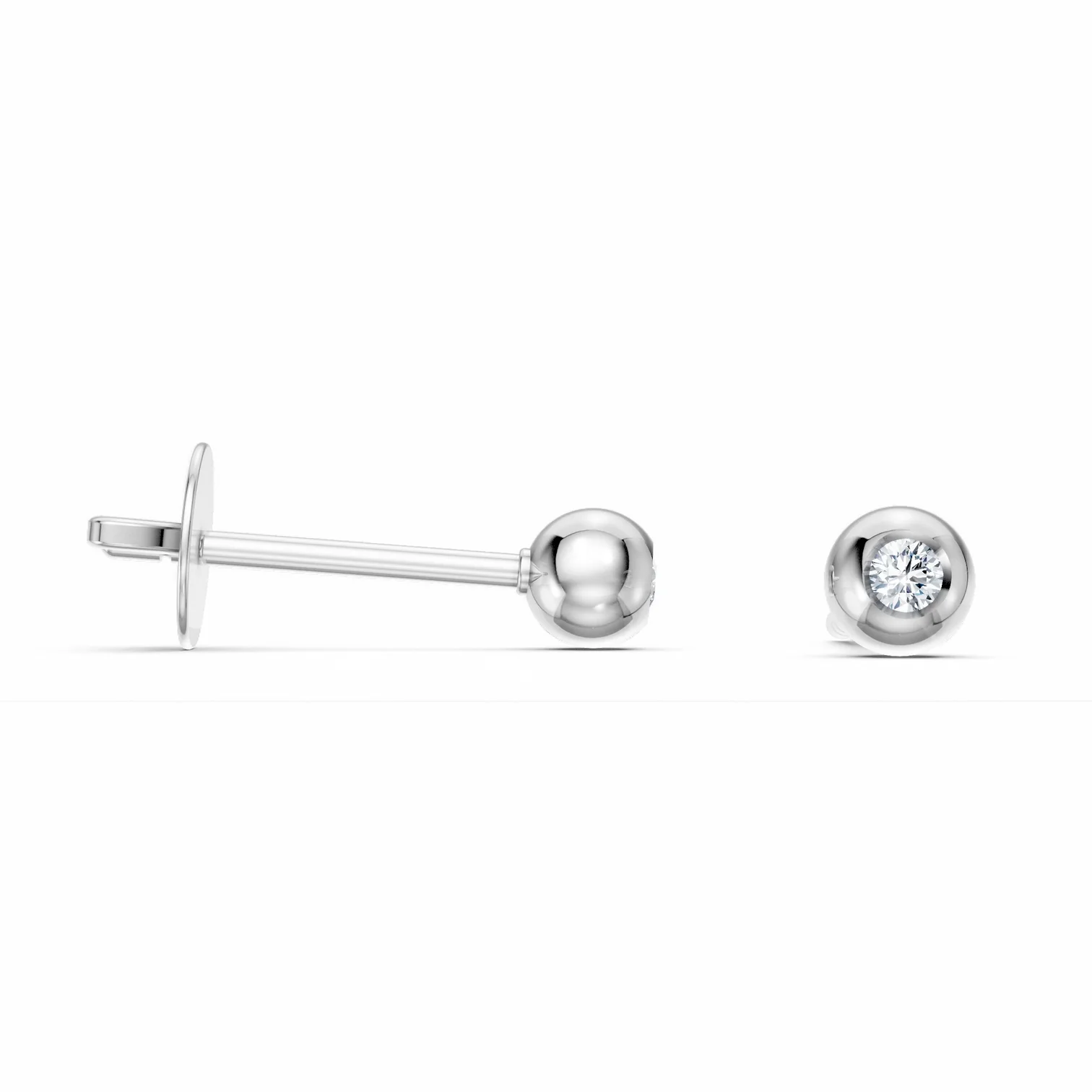 0.05 Karat Pırlanta Mini Top Tektaş Küpe
