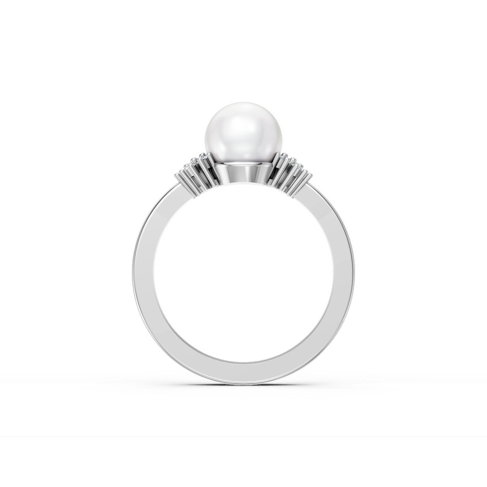 0.14 Karat Pırlanta İnci Çiçek Yüzük