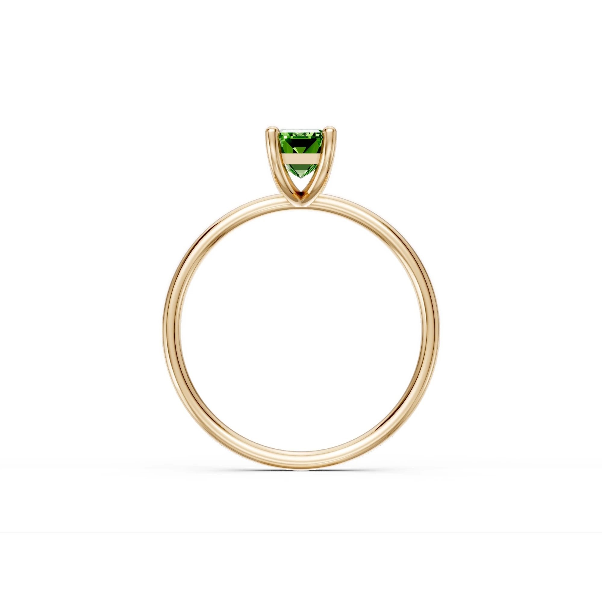 0.56 Karat Peridot Taşlı Baget Tektaş Yüzük