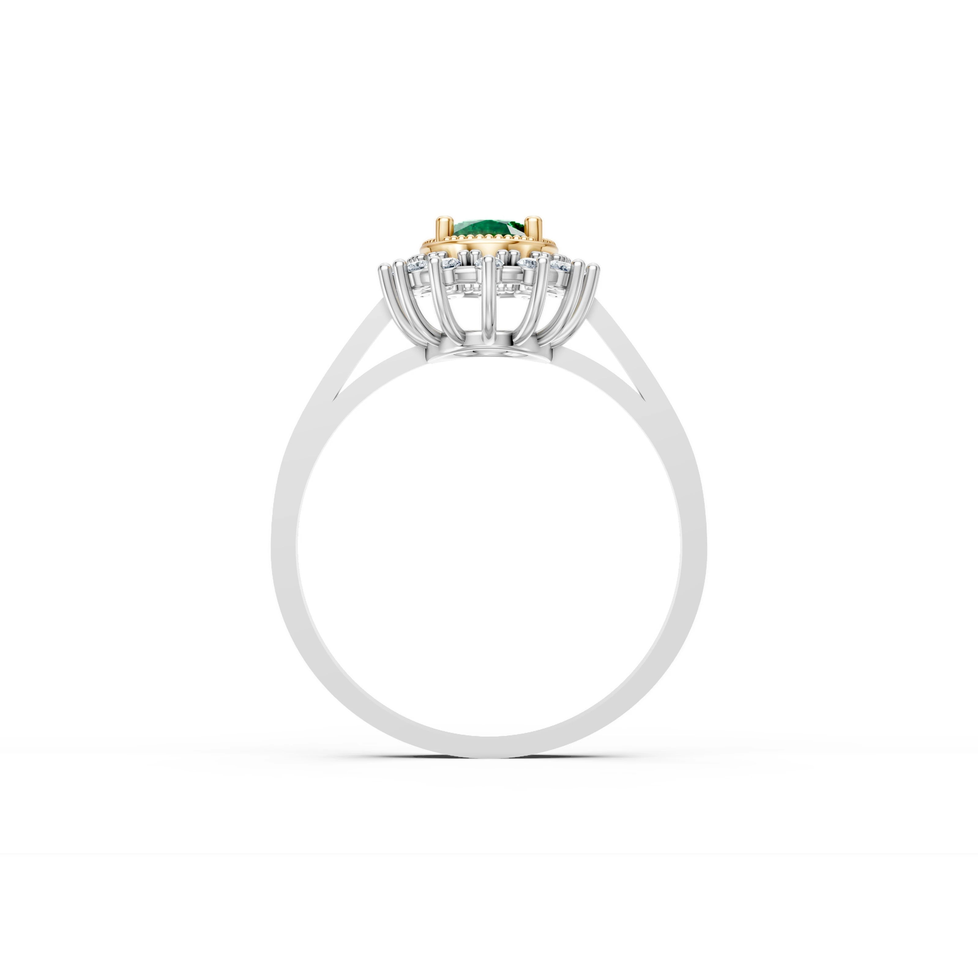 0.80 Karat Pırlanta Zümrüt Oval Yüzük