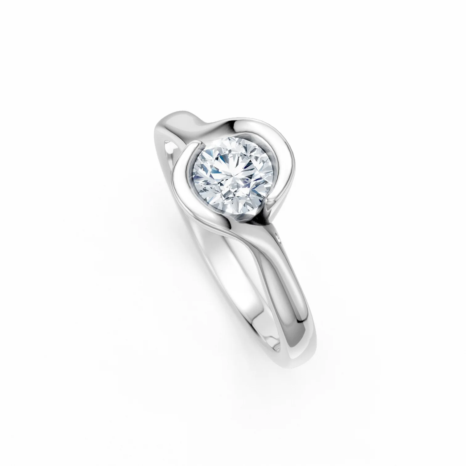 0.61 Karat Pırlanta Bezel Montür Tektaş Yüzük