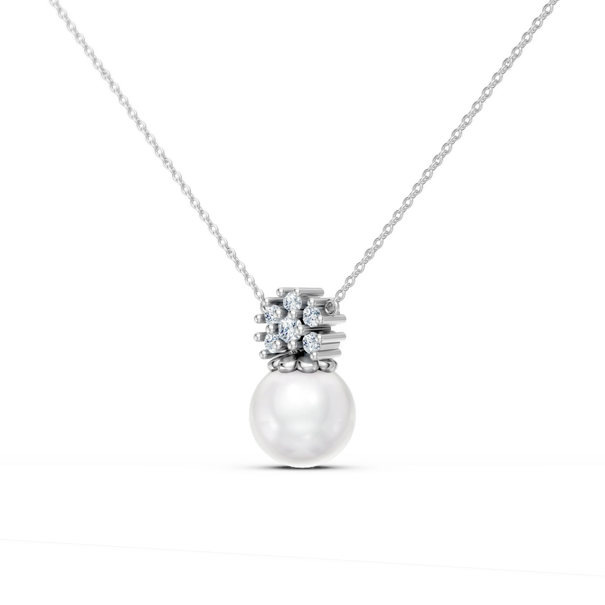 0.32 Karat Pırlanta İnci Kolye