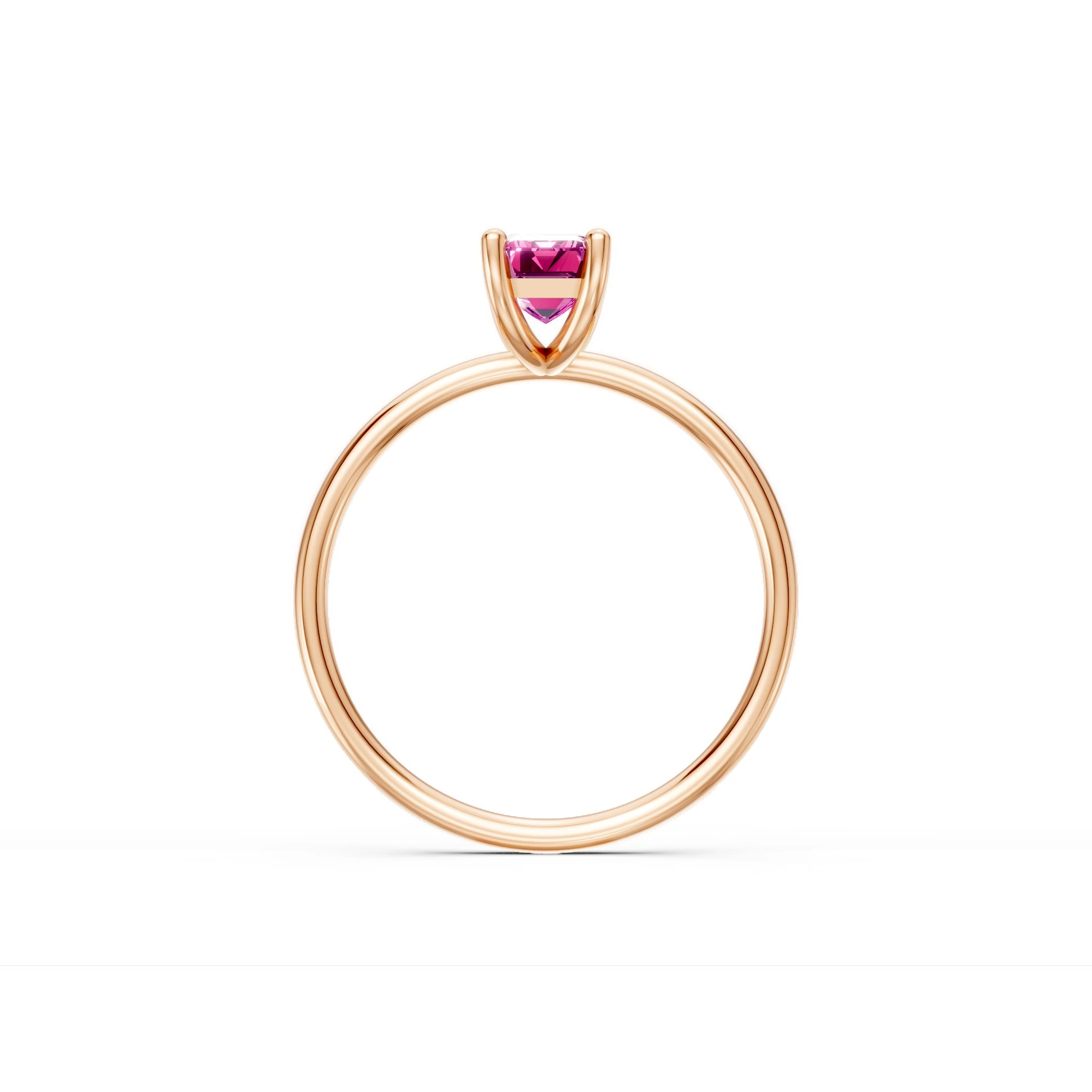 0.60 Karat Pembe Safir Baget Tektaş Yüzük