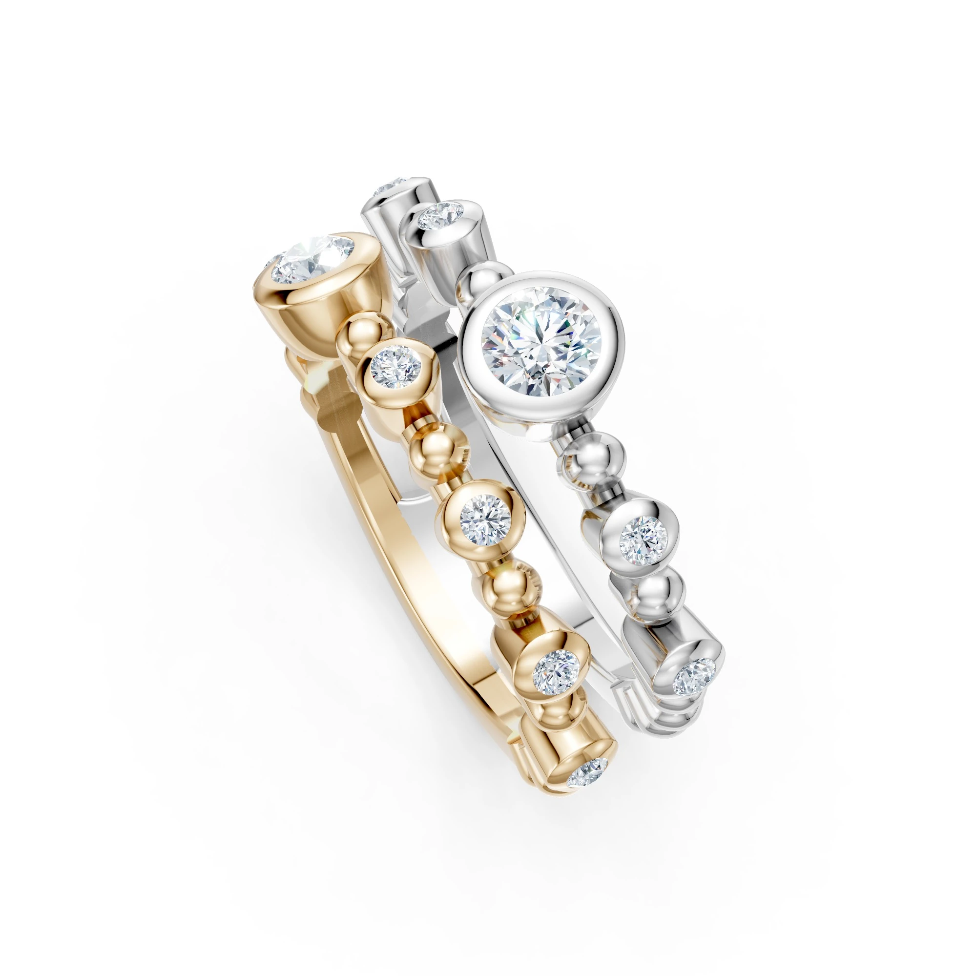 0.60 Karat Pırlanta Melody Çift Renkli Tasarım Yüzük