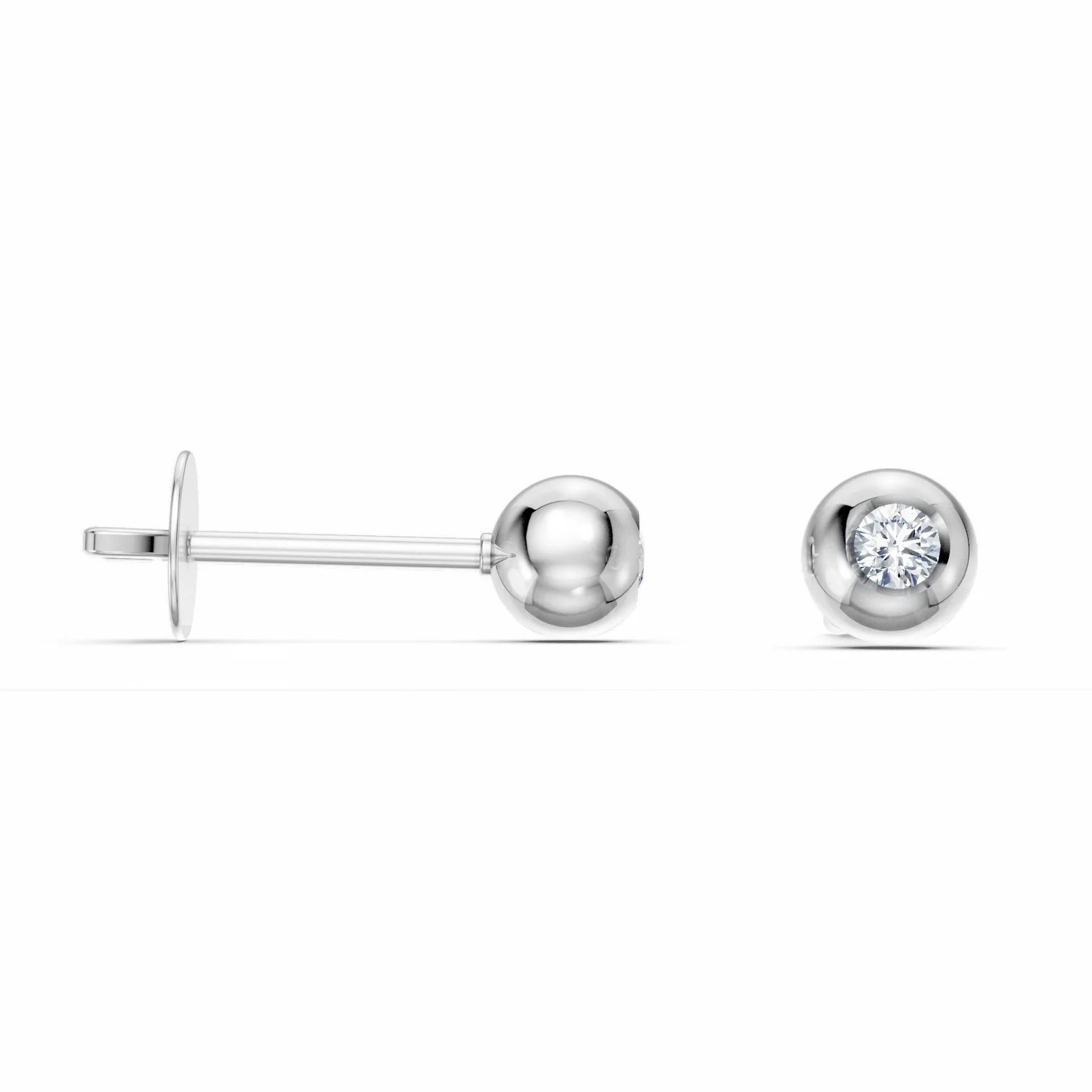 0.10 Karat Pırlanta Mini Top Tektaş Küpe