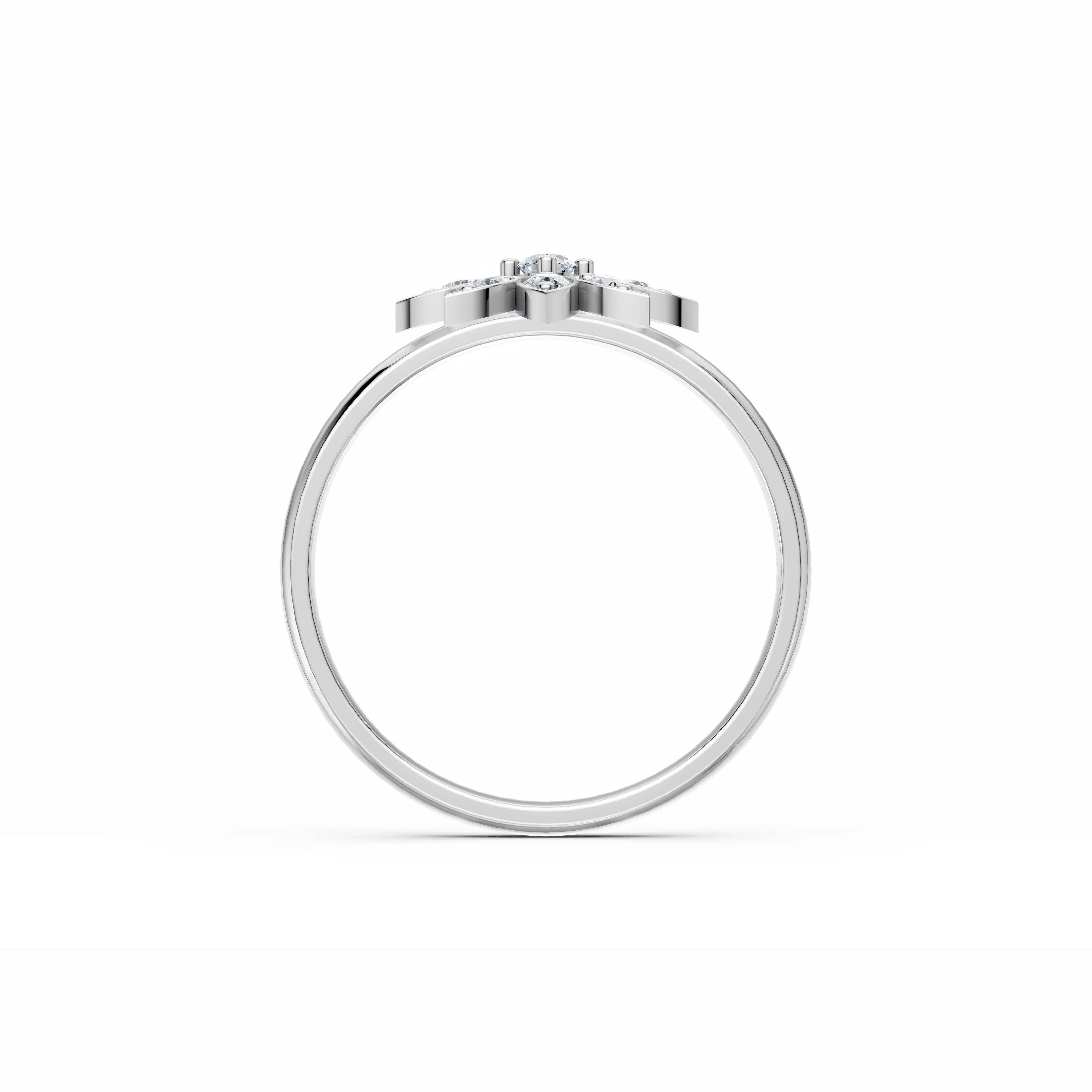 0.10 Karat Pırlanta Lotus Çiçekli Tasarım Yüzük