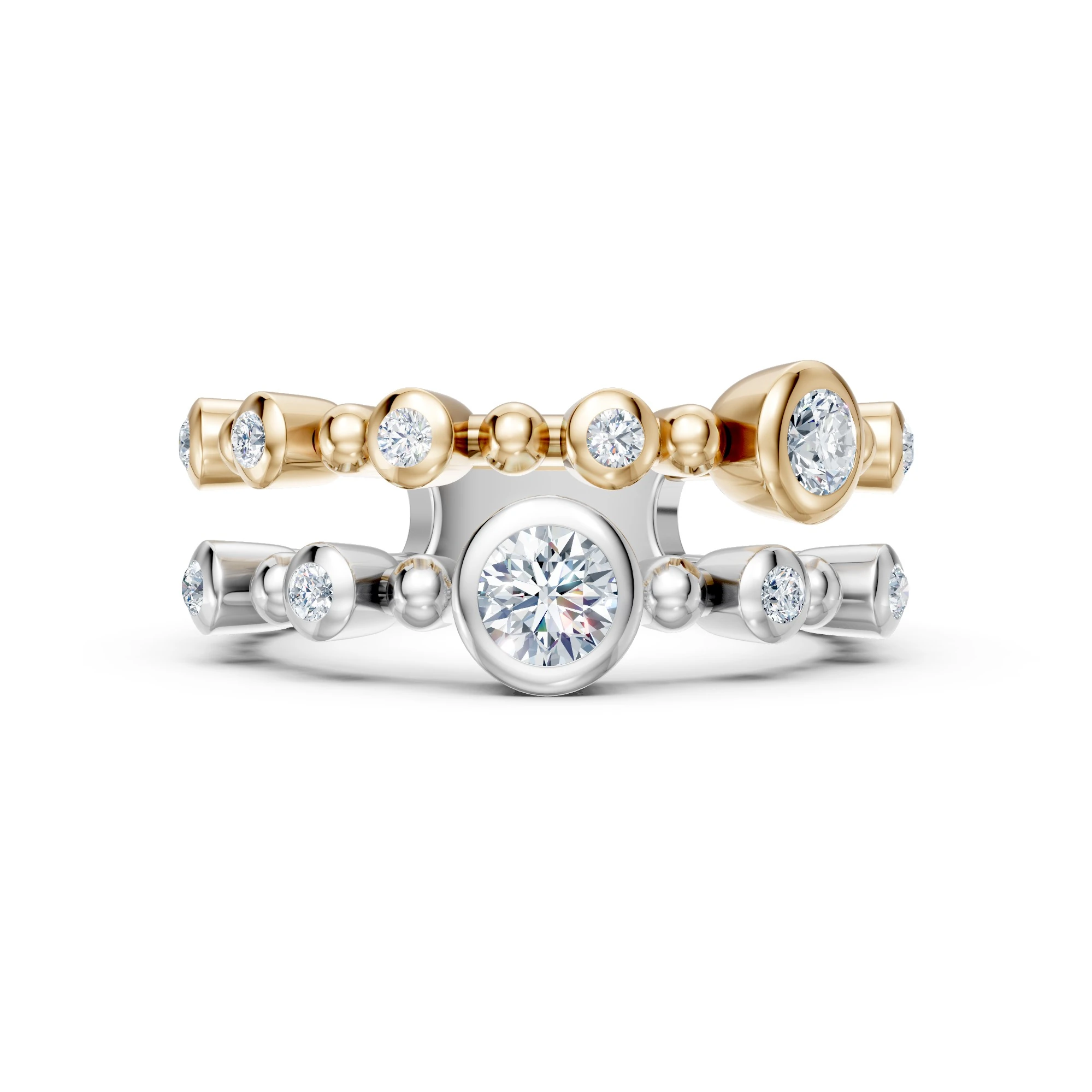 0.60 Karat Pırlanta Melody Çift Renkli Tasarım Yüzük