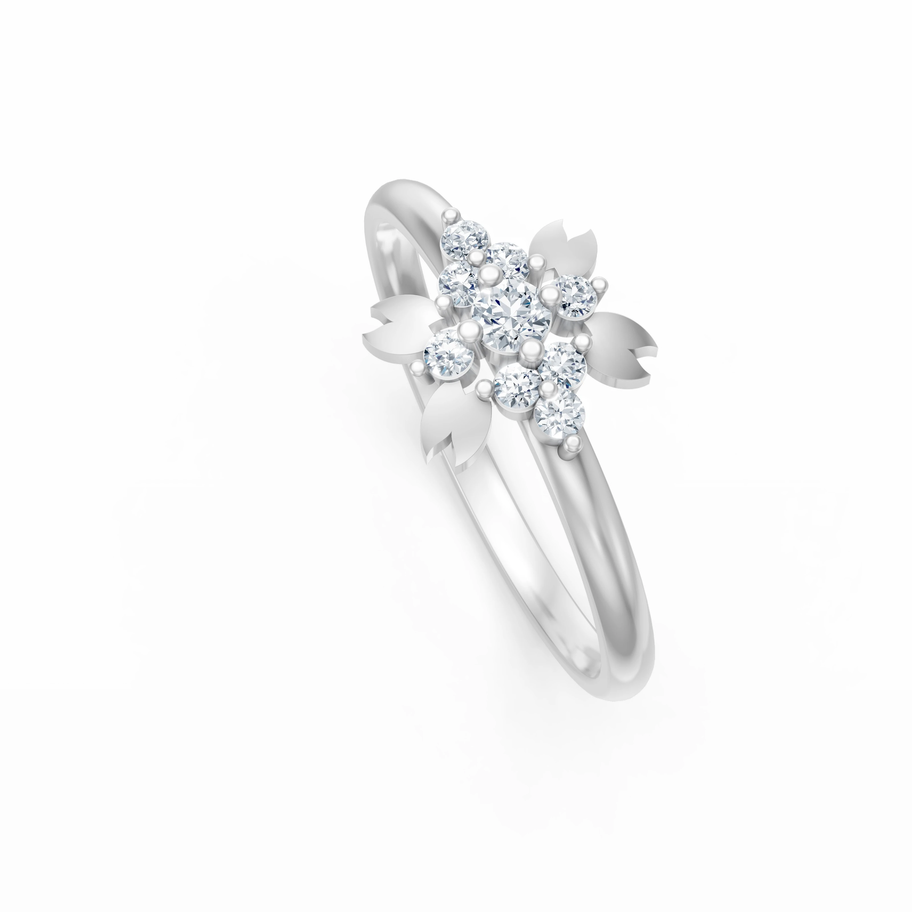 0.12 Karat Pırlanta Dört Yapraklı Tasarım Yüzük