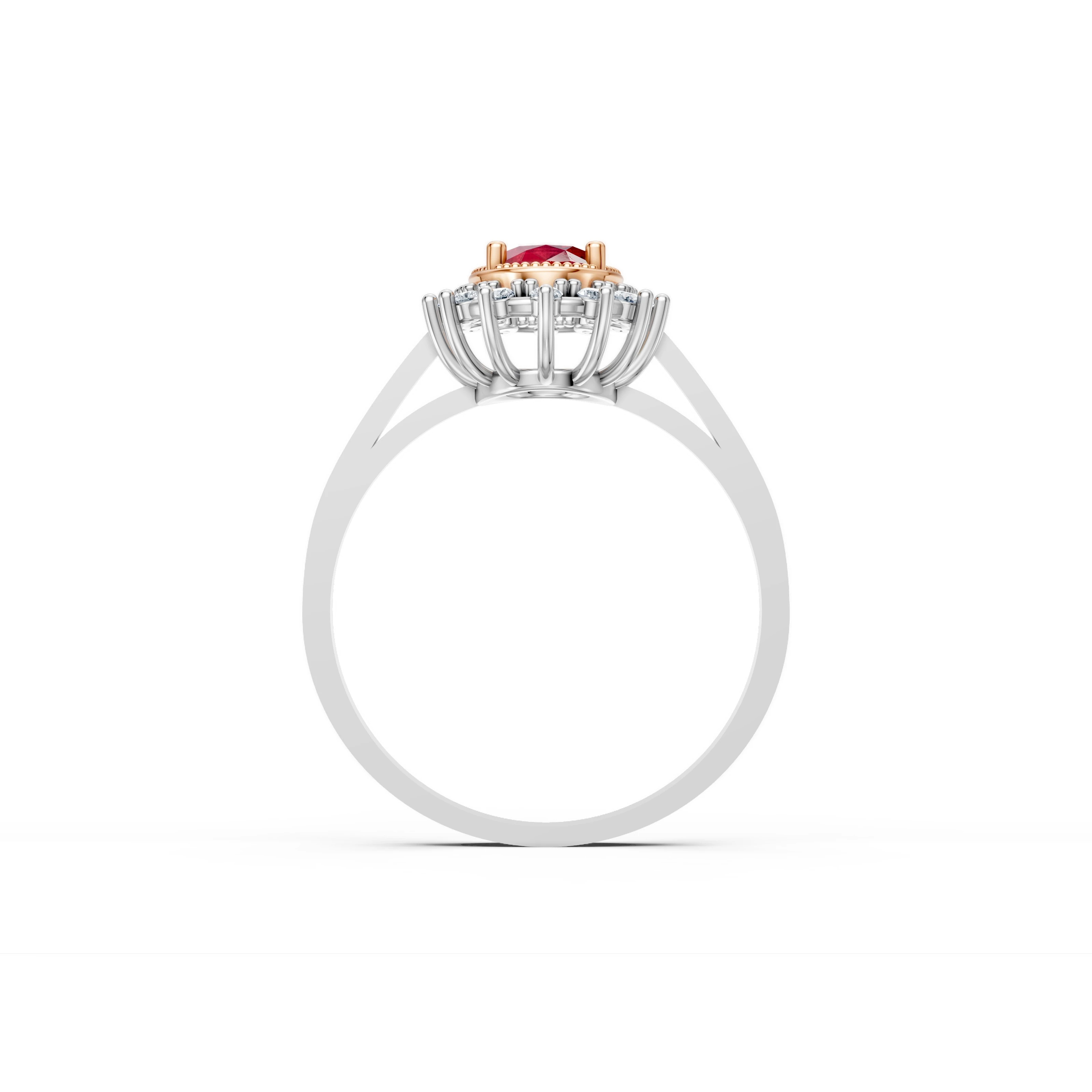 1.14 Karat Pırlanta Yakut Oval Yüzük