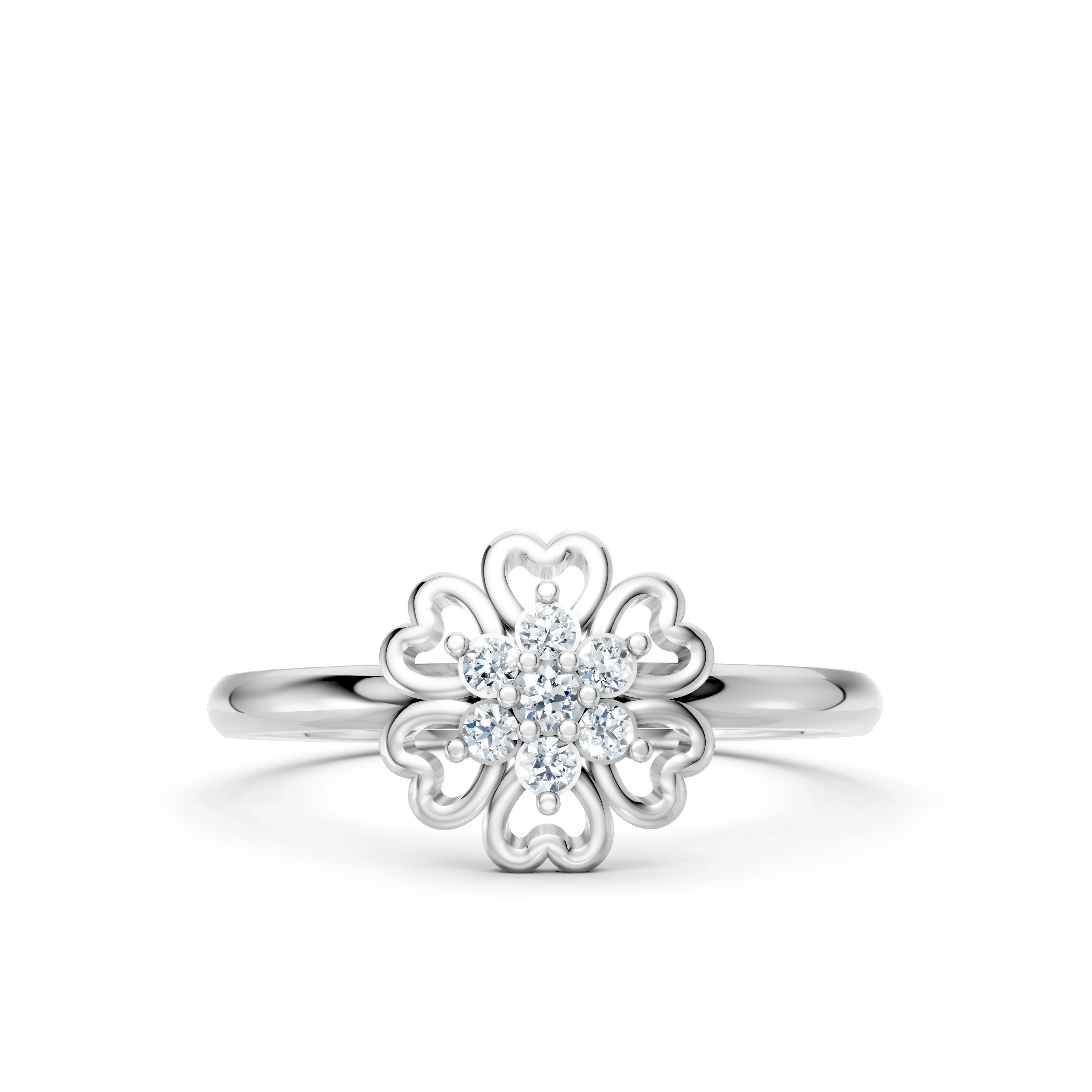 0.08 Karat Pırlanta Kalp Çiçeği Tasarım Yüzük