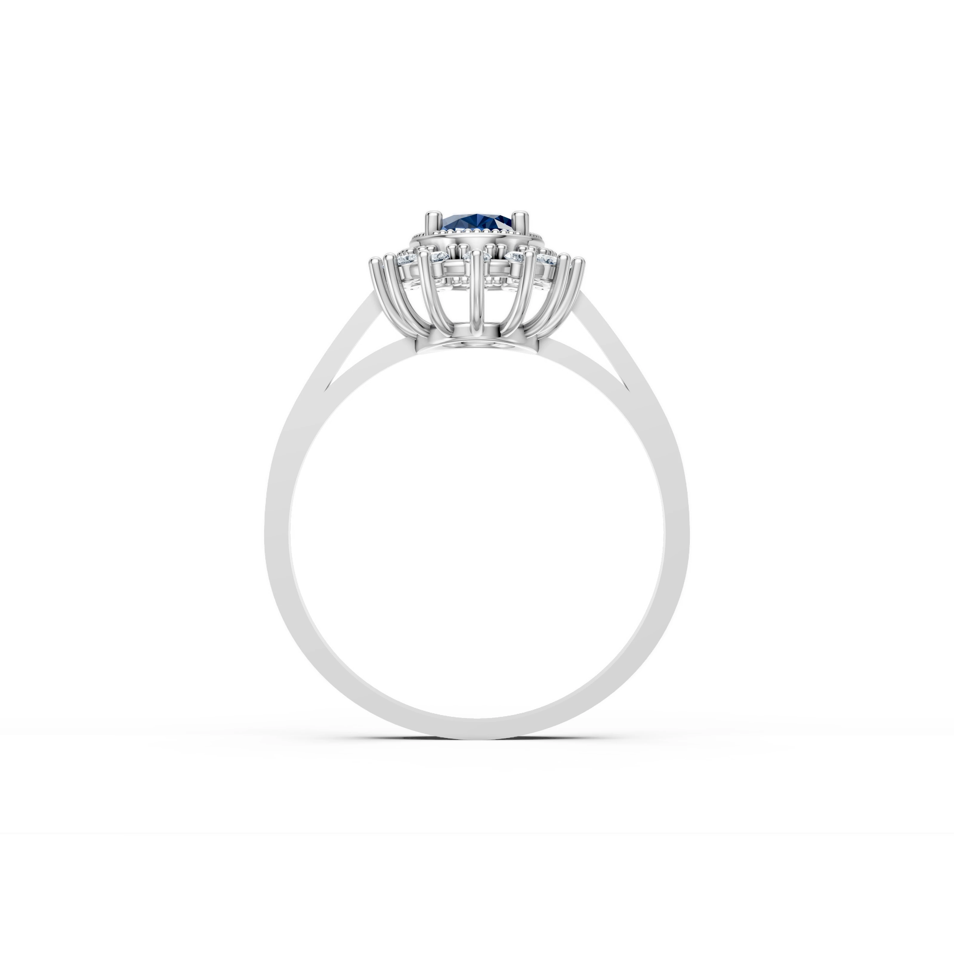 1.14 Karat Pırlanta Safir Oval Yüzük