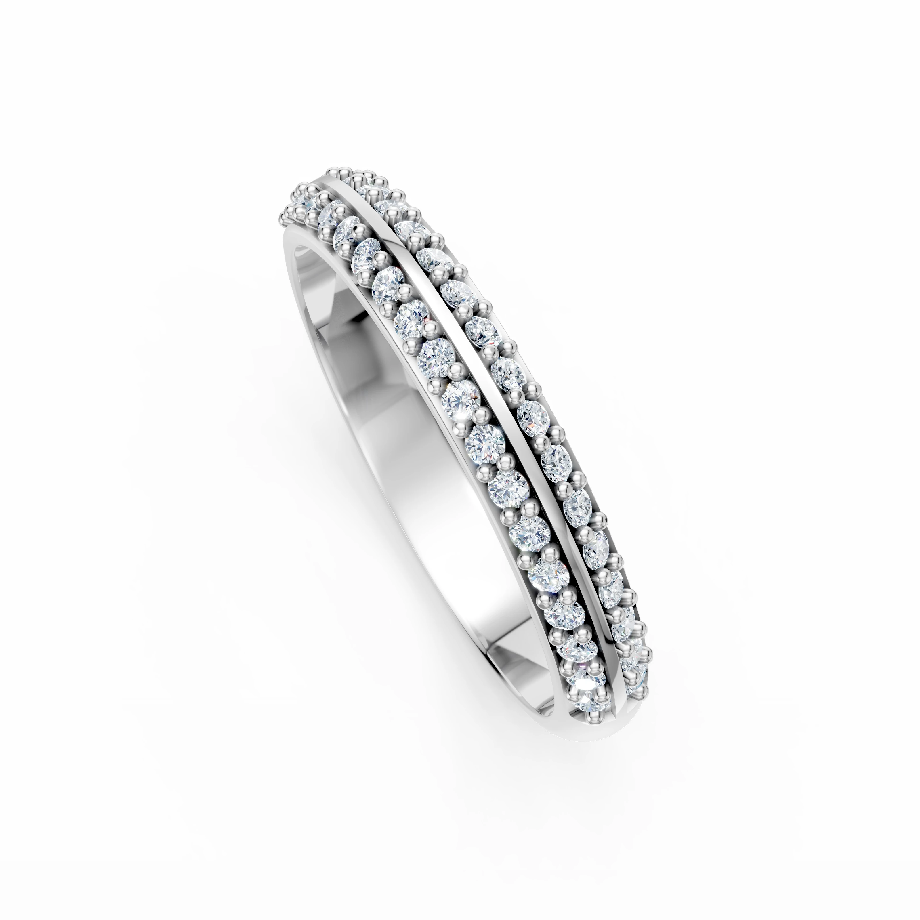 0.30 Karat Pırlanta İki Sıra Yarımtur Yüzük