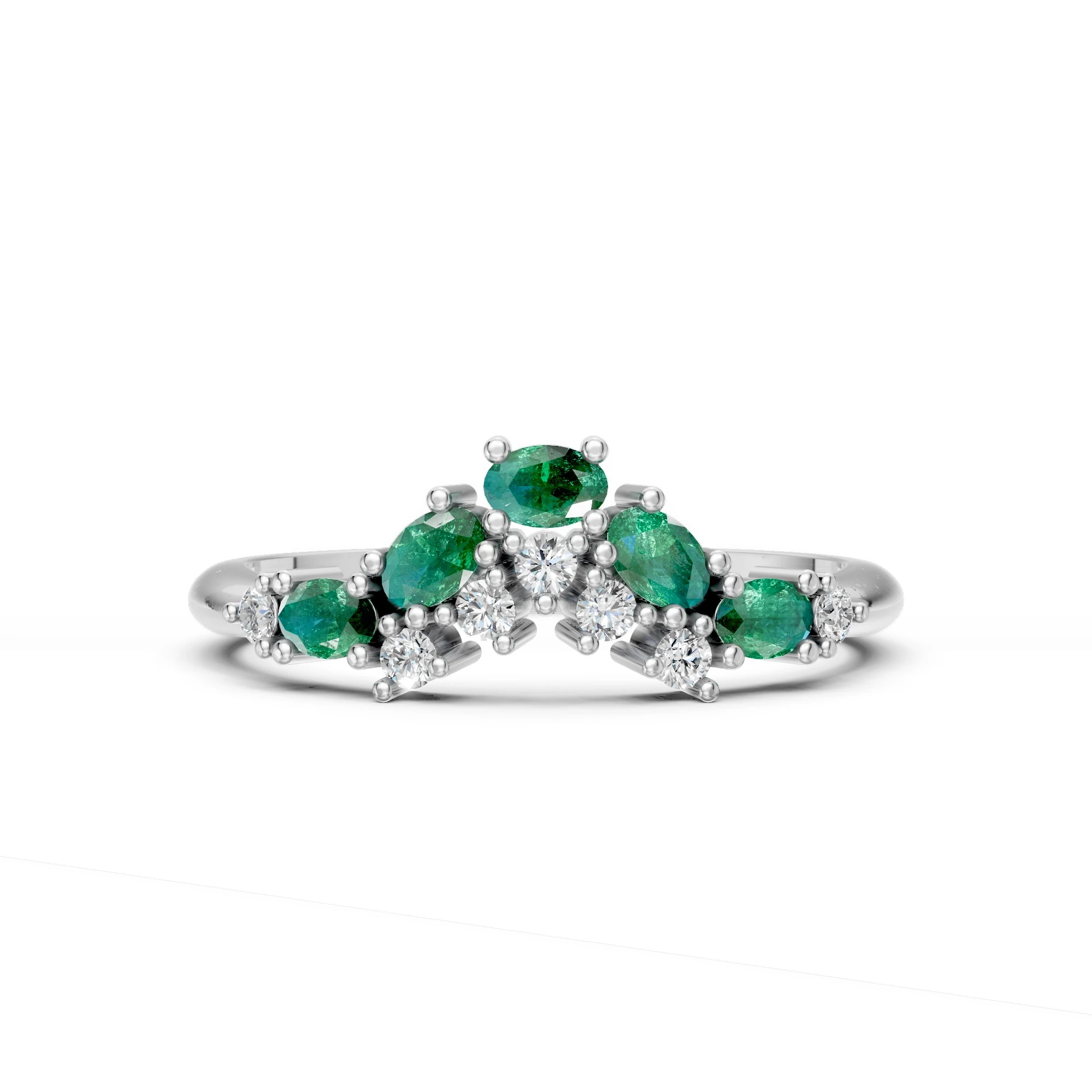 0.38 Karat Pırlanta Zümrüt Esinti Tasarım Yüzük