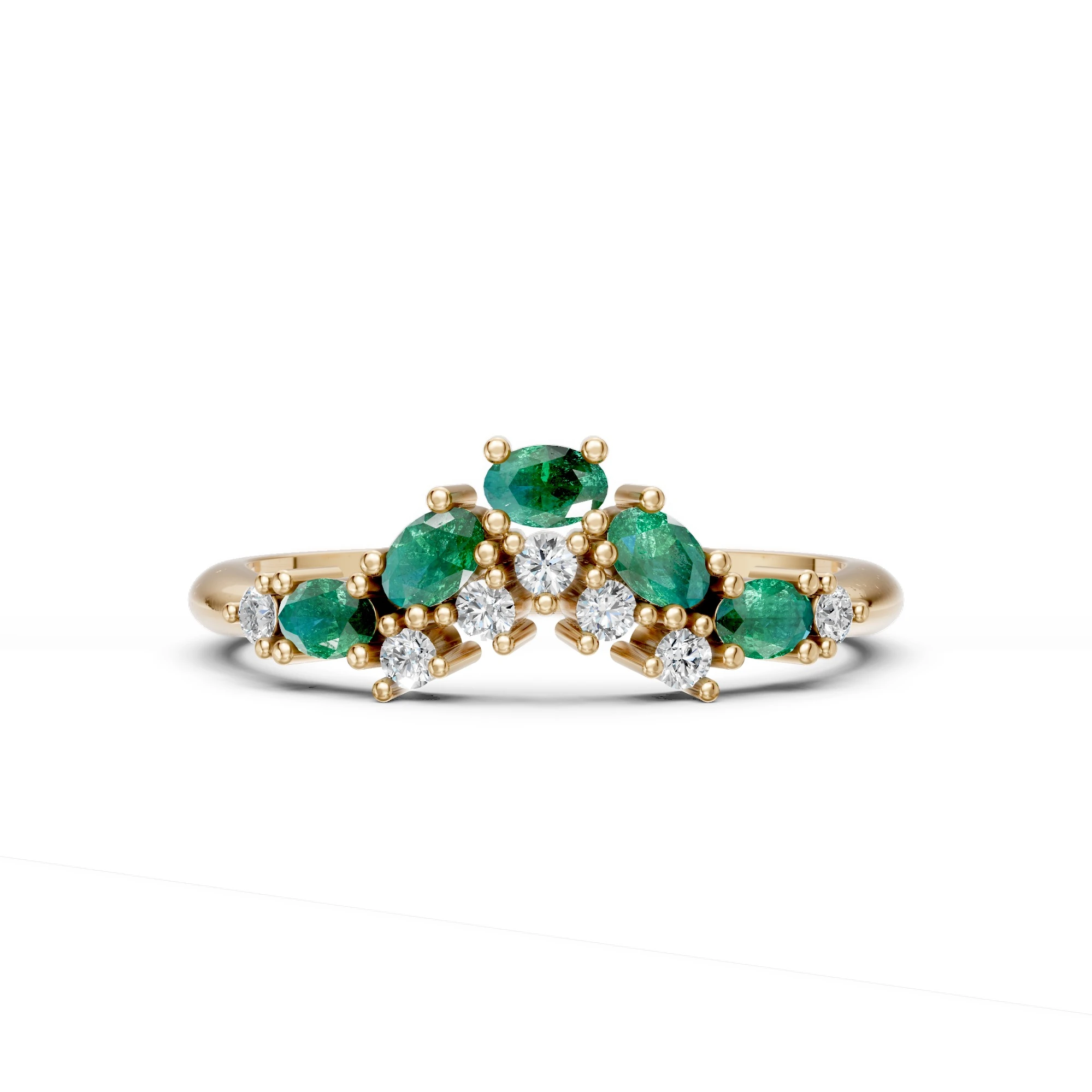 0.38 Karat Pırlanta Zümrüt Esinti Tasarım Yüzük