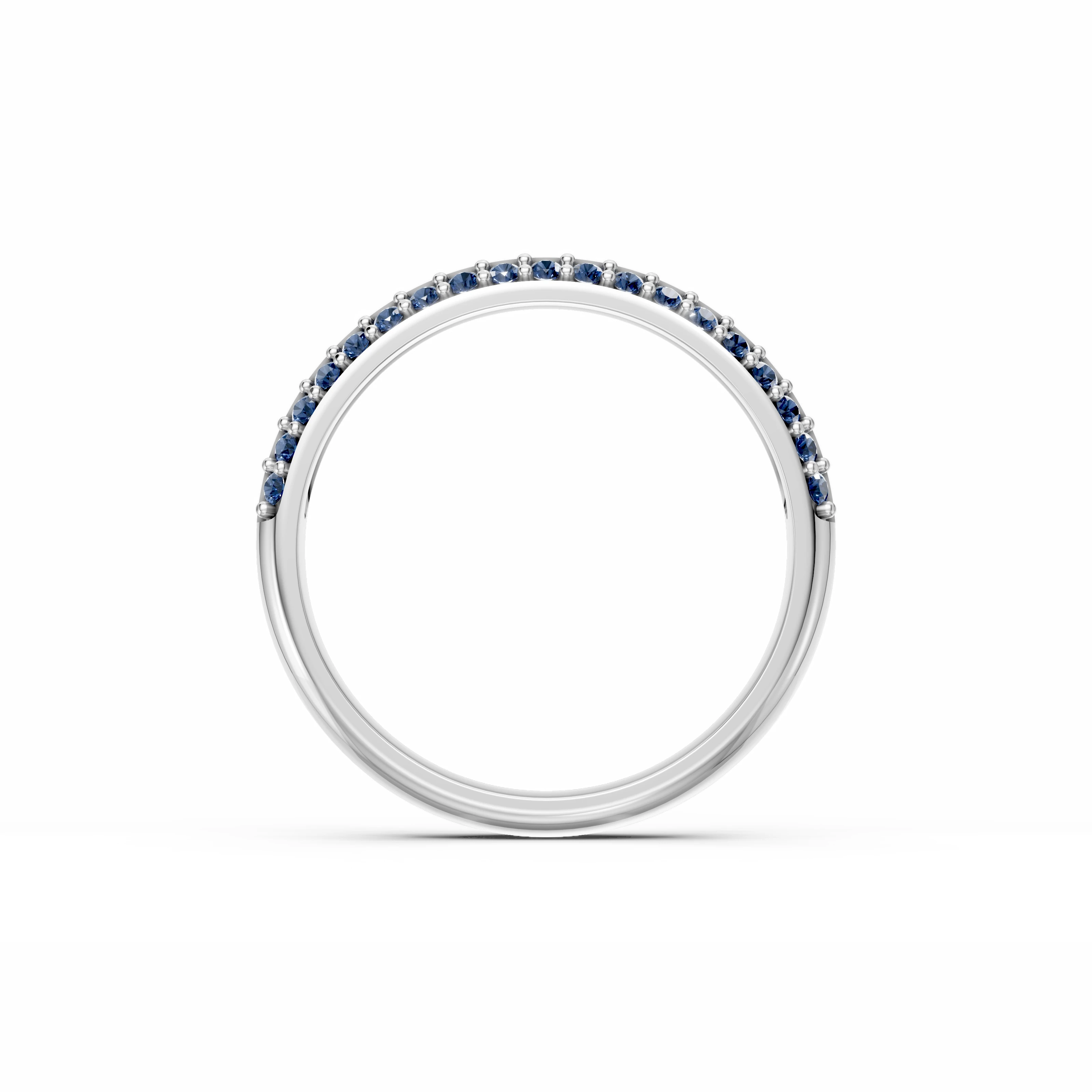 0.32 Karat Pırlanta Safir İki Sıra Yarımtur Yüzük