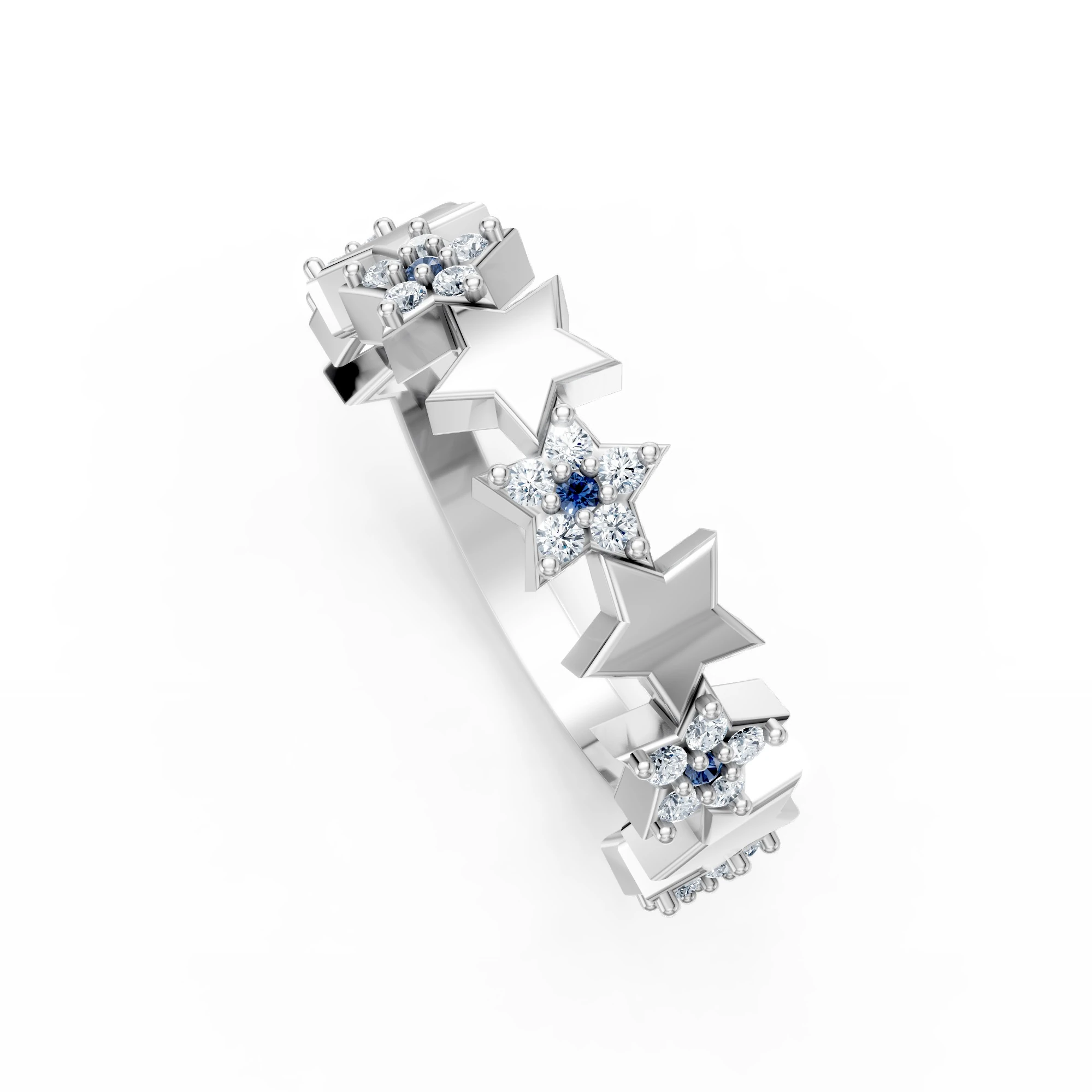 0.23 Karat Pırlanta Safir Yıldız Tasarım Yüzük