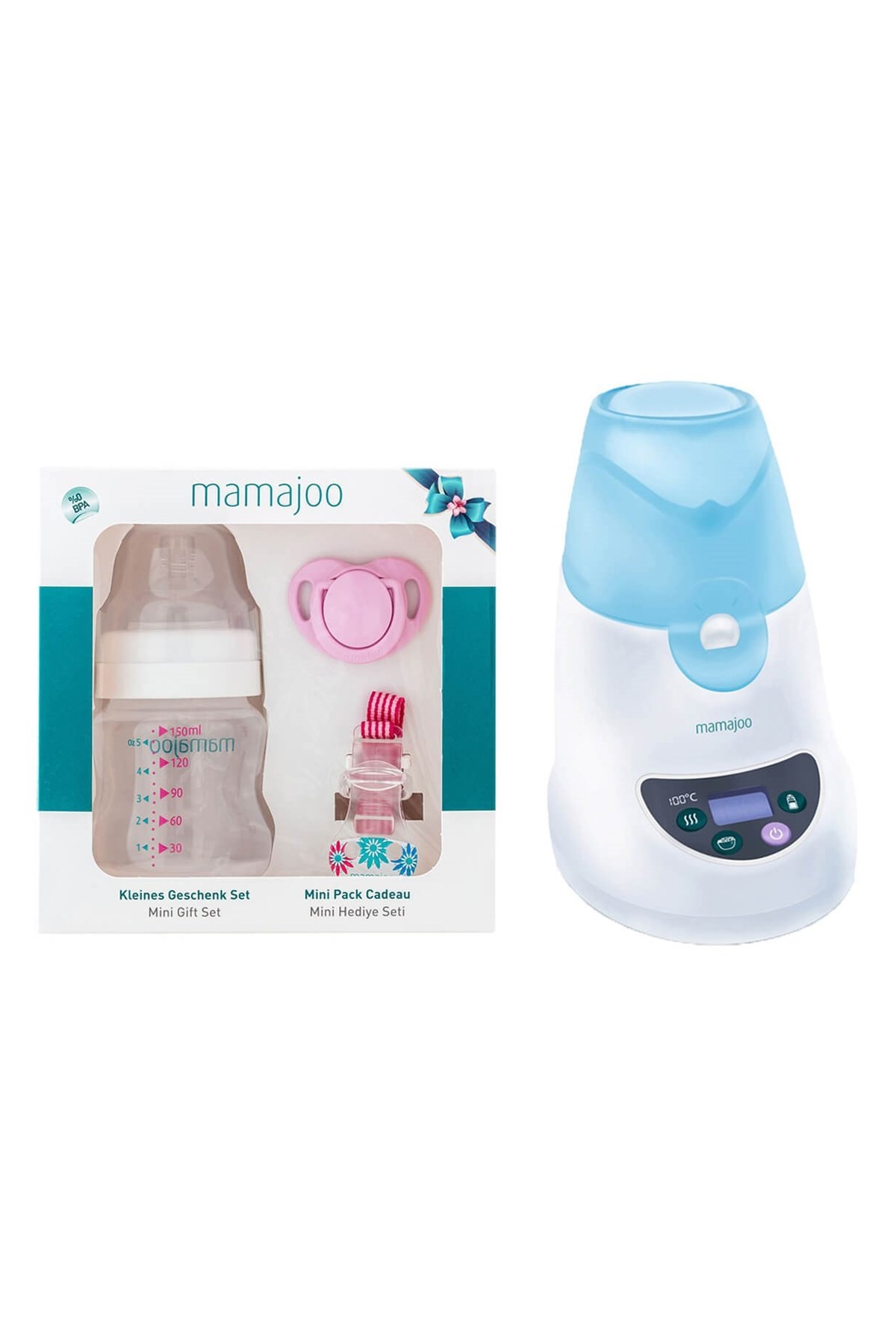 Mamajoo 3 İşlevli Mama Isıtıcısı & Buhar Sterilizatörü + Mini Hediye Seti 150 ml / Pembe