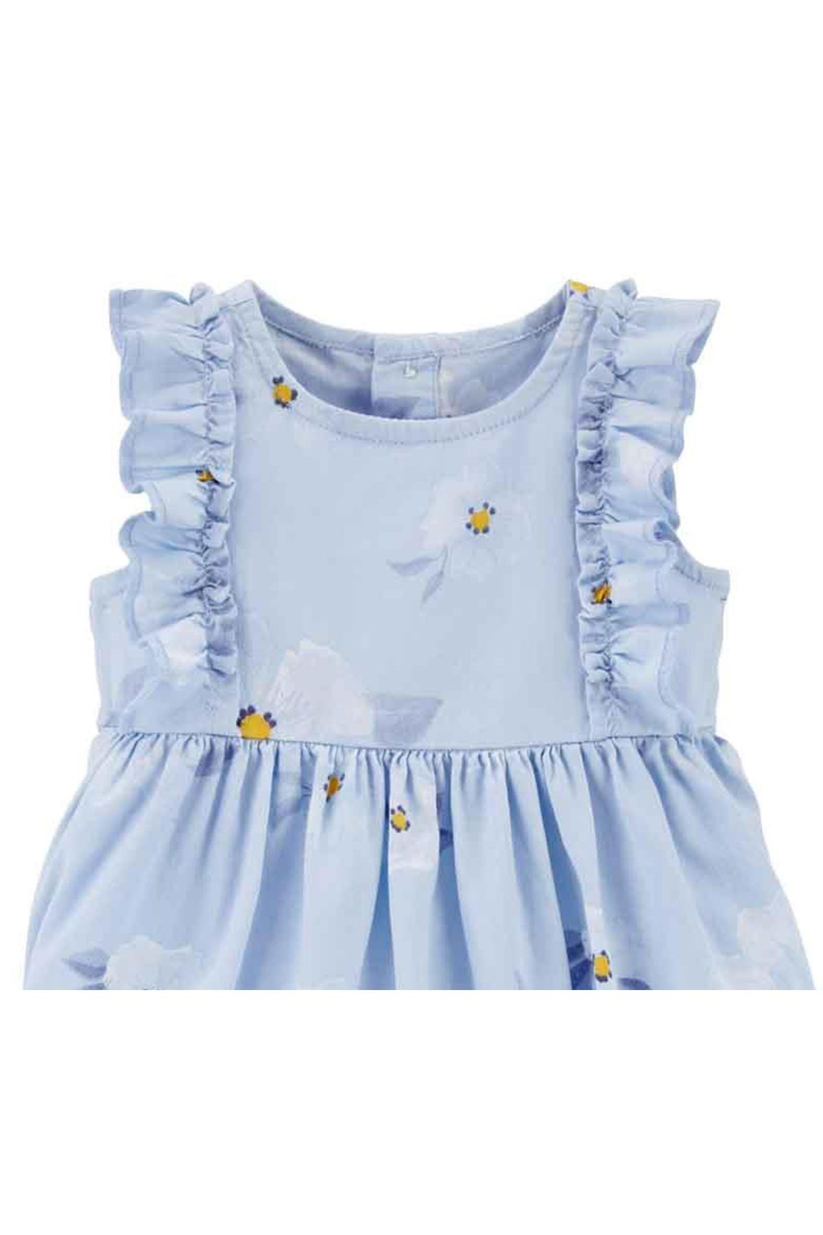 Carter's Kız Bebek Çiçekli Elbise Mavi