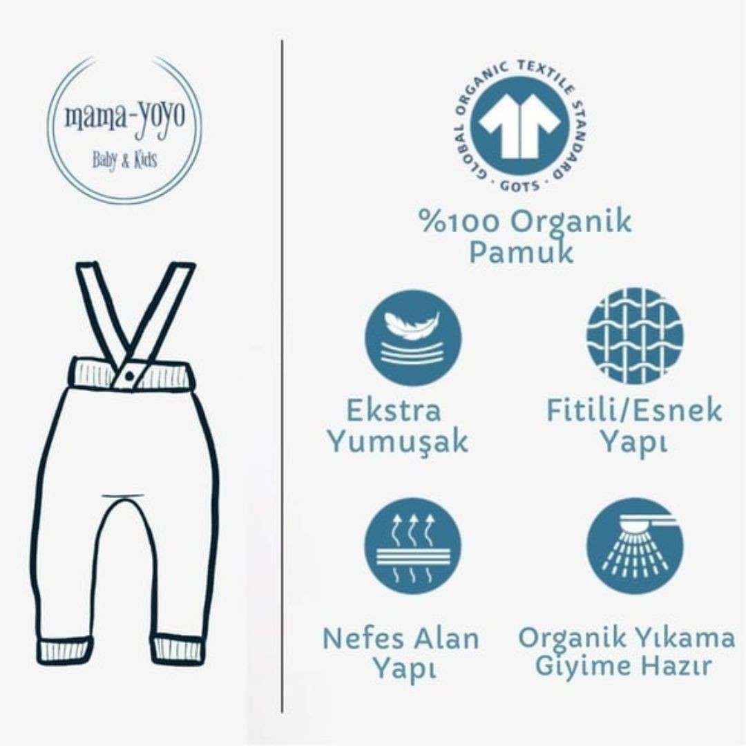 Mama Yoyo %100 Organik Pamuk Askılı Triko Bebek Taytı Mint Yeşil 18-24 Ay