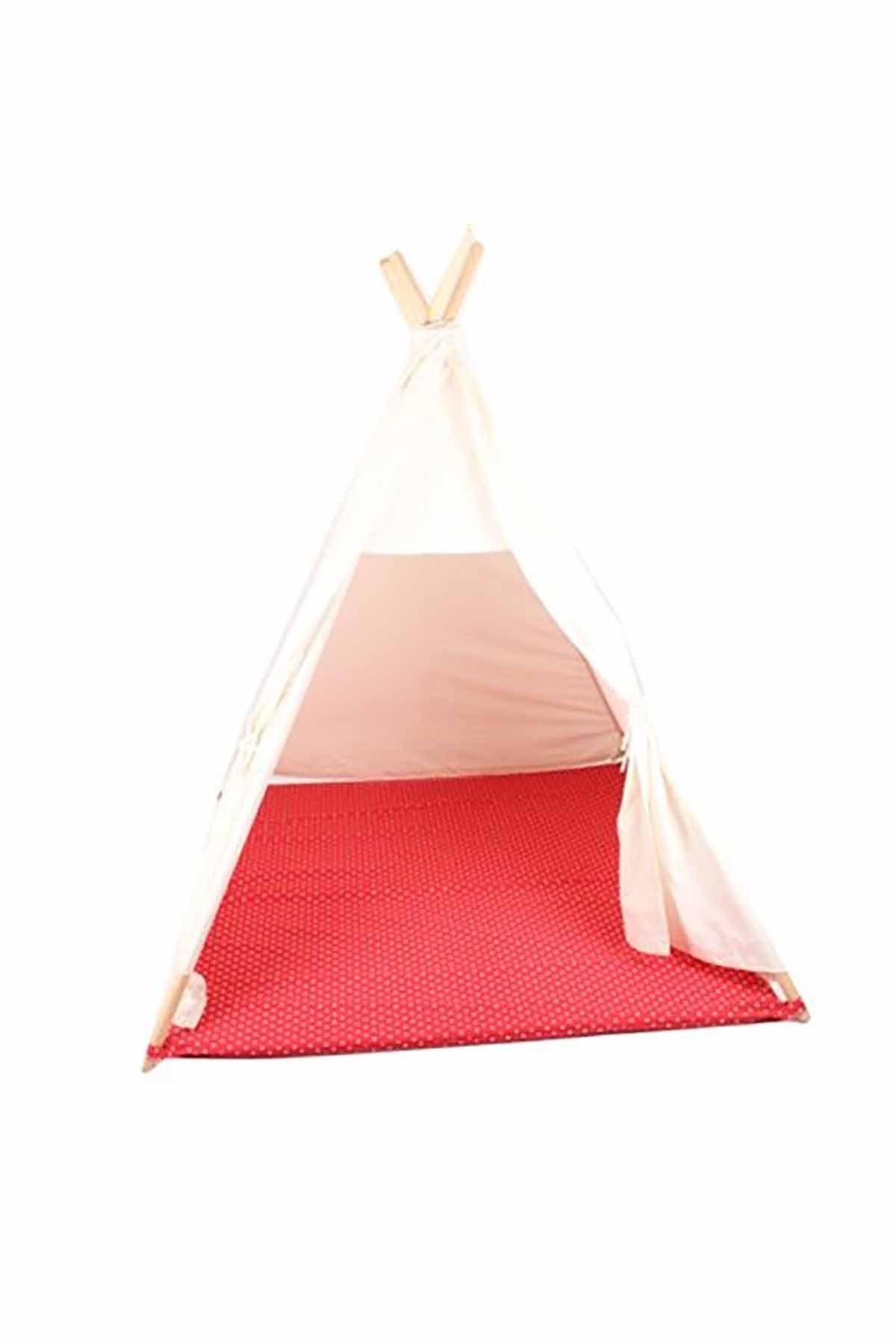 Kiddy's Teepee Süngerli Mat - Kırmızı Puantiyeli