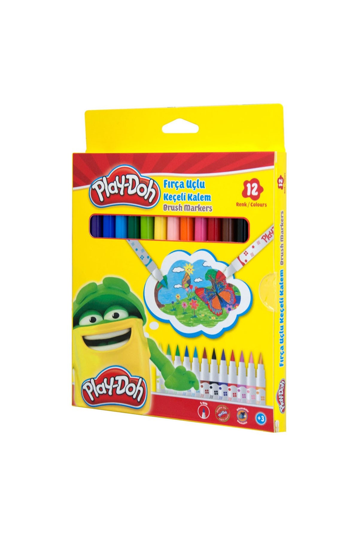 Play-Doh 12 Renk Fırça Uçlu Keçeli Kalem