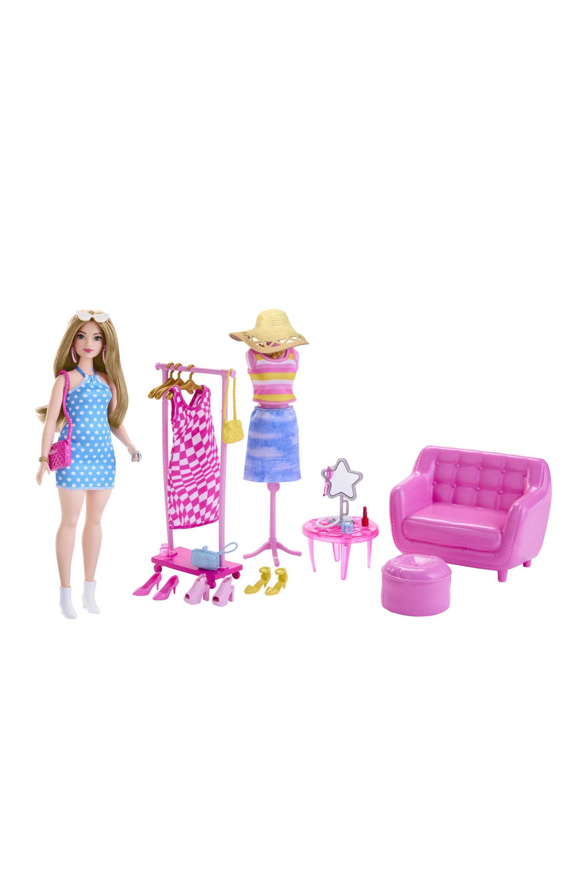 Barbie'nin Kıyafet ve Aksesuar Askısı Oyun Seti