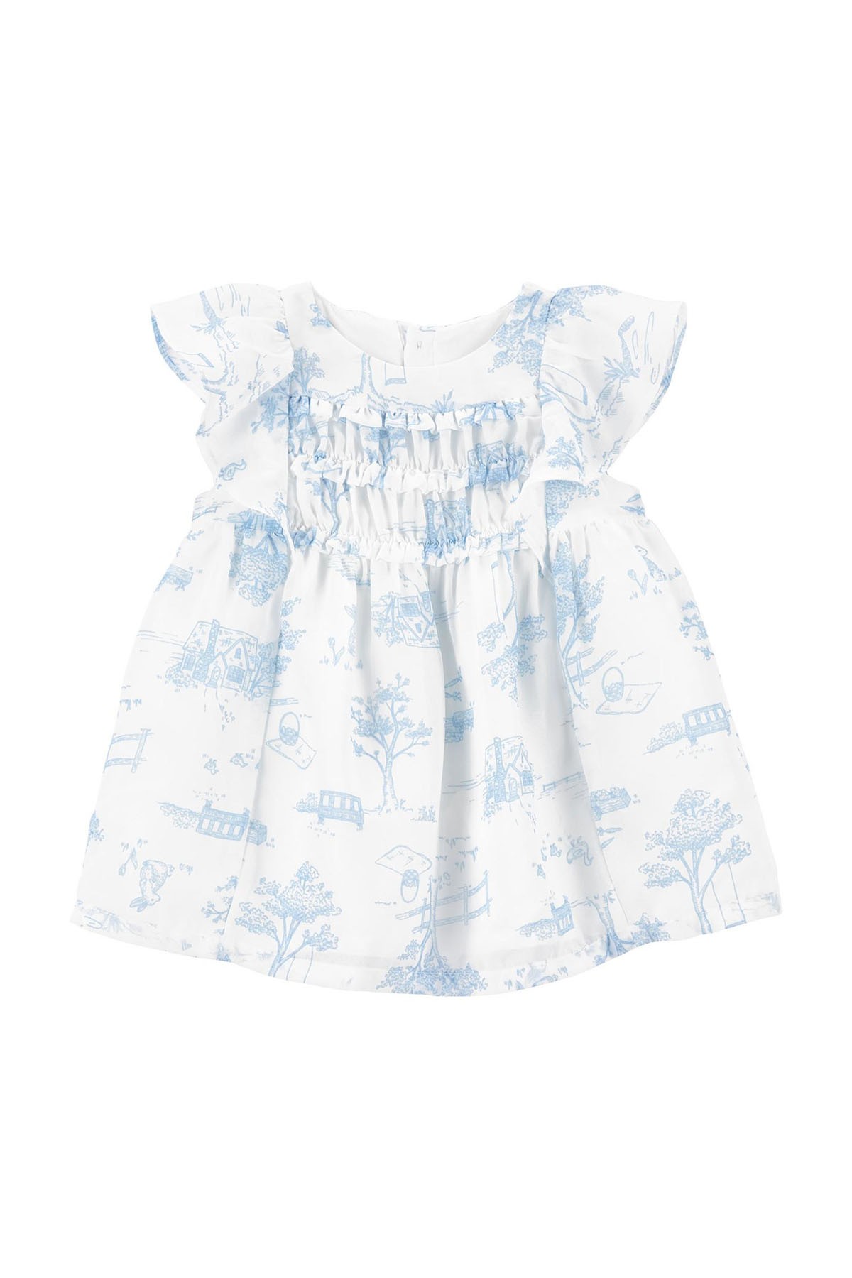 Carter's Kız Bebek Elbise Mavi Desenli Beyaz