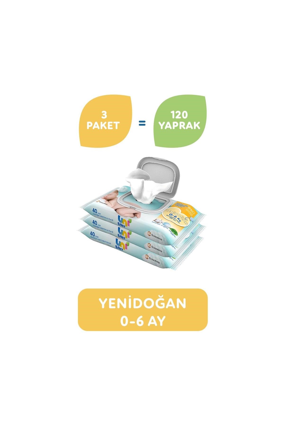 Uni Baby Yenidoğan Islak Mendil 3x40