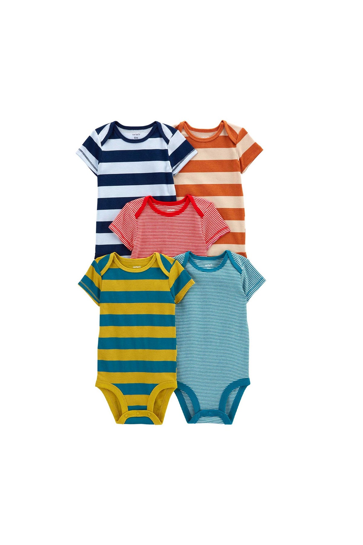 Carter's Layette Erkek Bebek 5'li Body Set Çizgili Çok Renkli