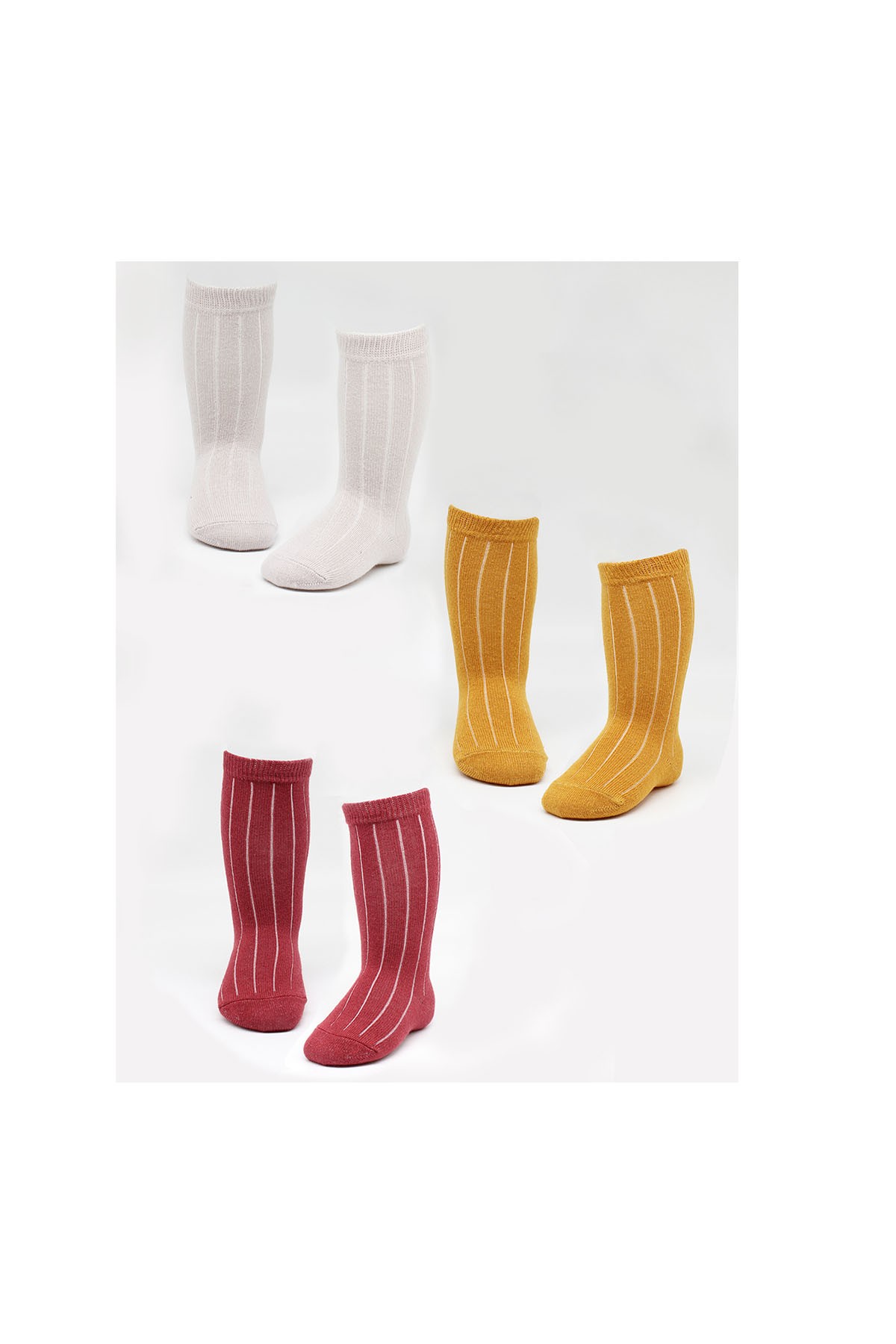 Bistyle 3'lü Dizaltı Bebek Çorabı Karamel Çok Renkli