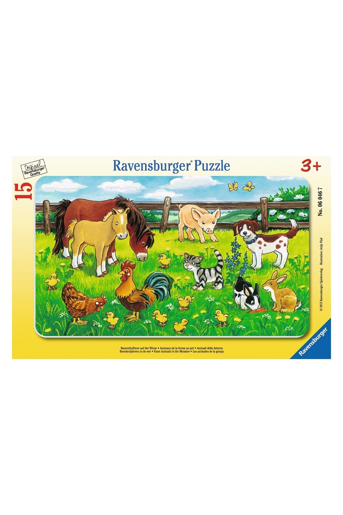 Ravensburger 15 Parçalı Küçük Çerçeveli Puzzle Çayırda Hayvanlar-060467