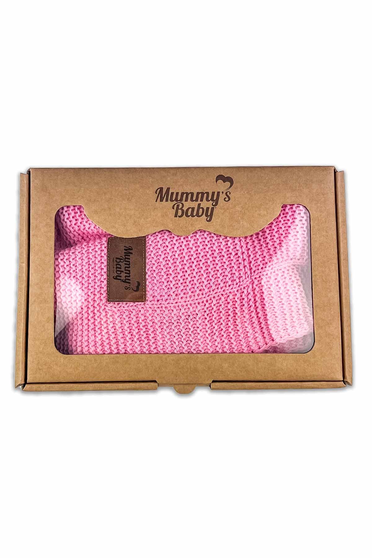 Mummy's Baby Triko Örgü Bebek Battaniyesi 80x100 Pembe