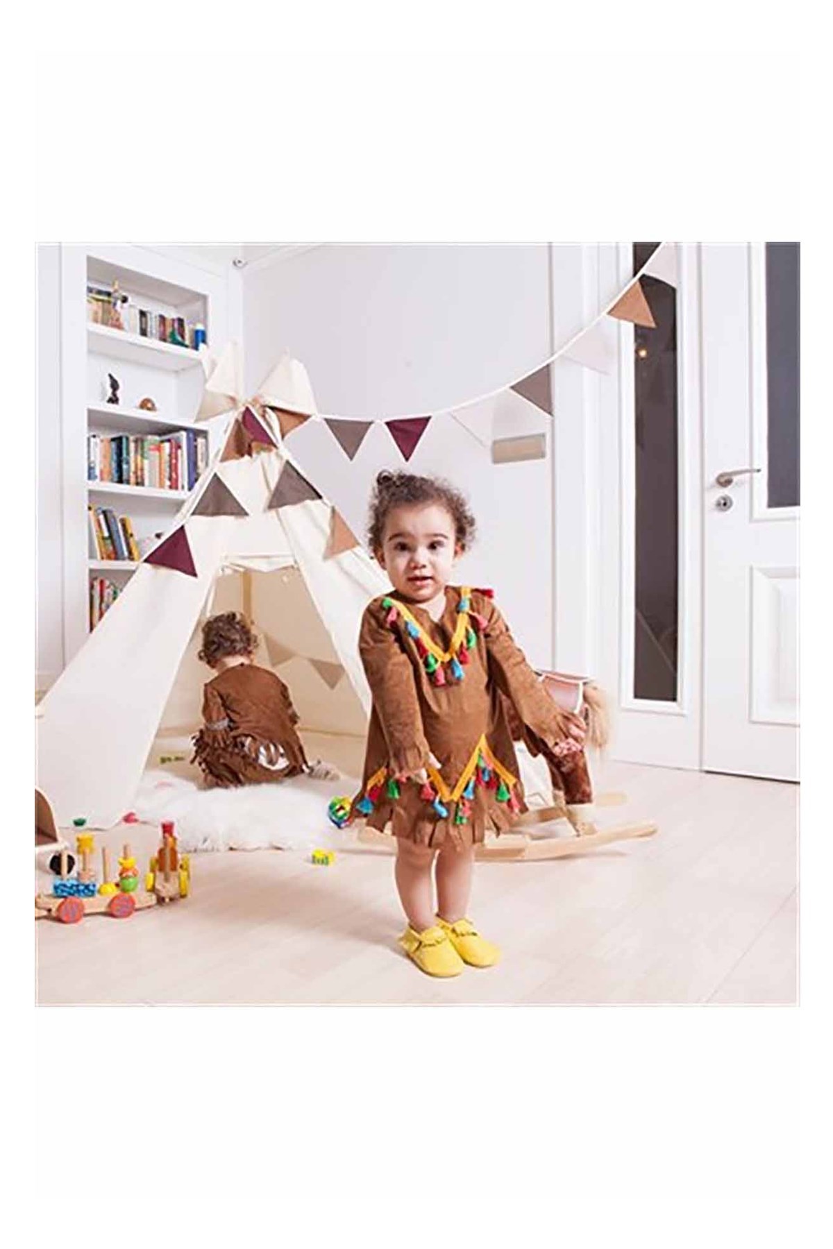 Kiddy's Teepee Kızılderili Kıyafeti - Kız Çocuk Kahverengi