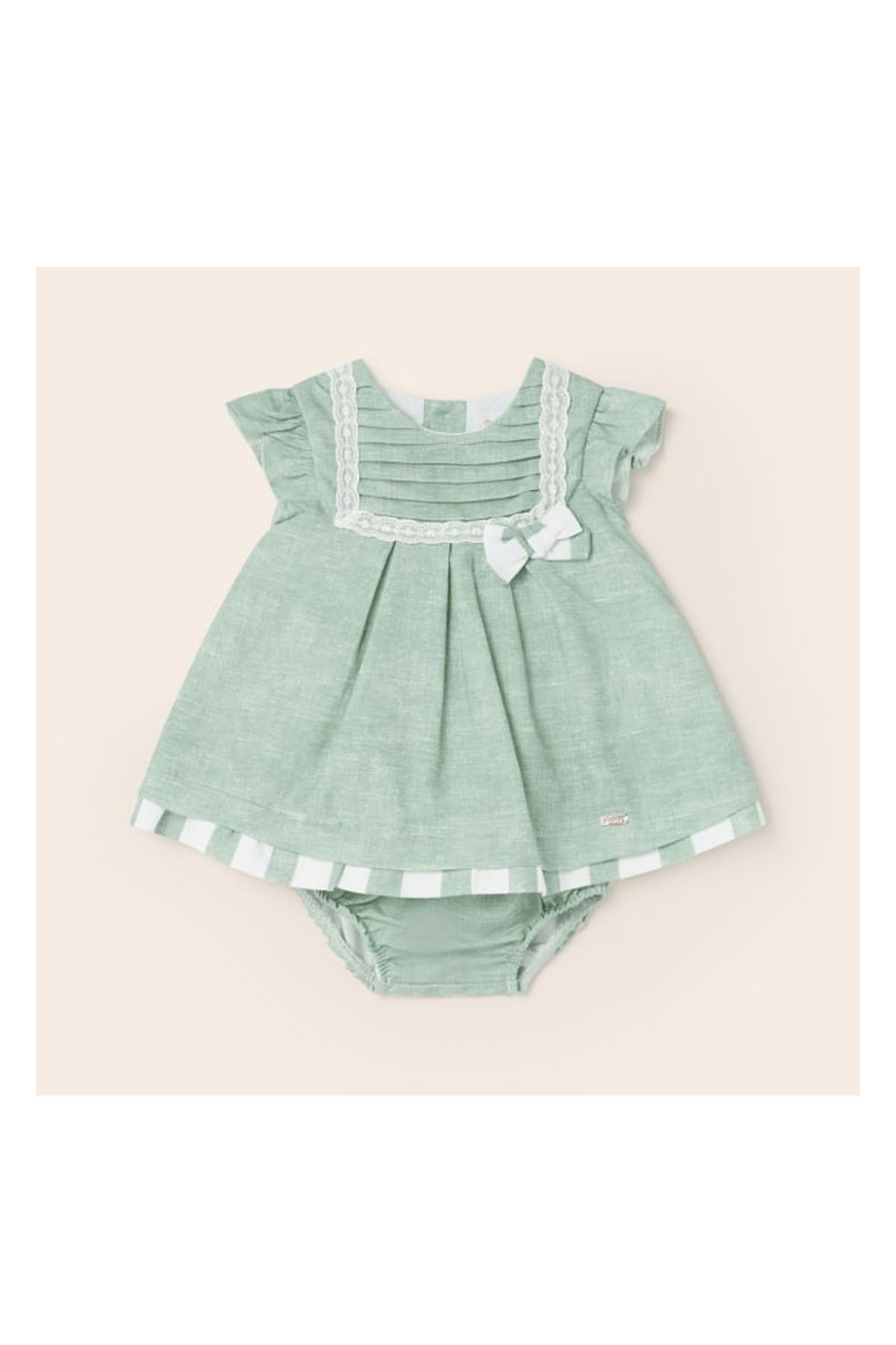 Mayoral Bebek Elbise Keten Kurdeleli Yeşil