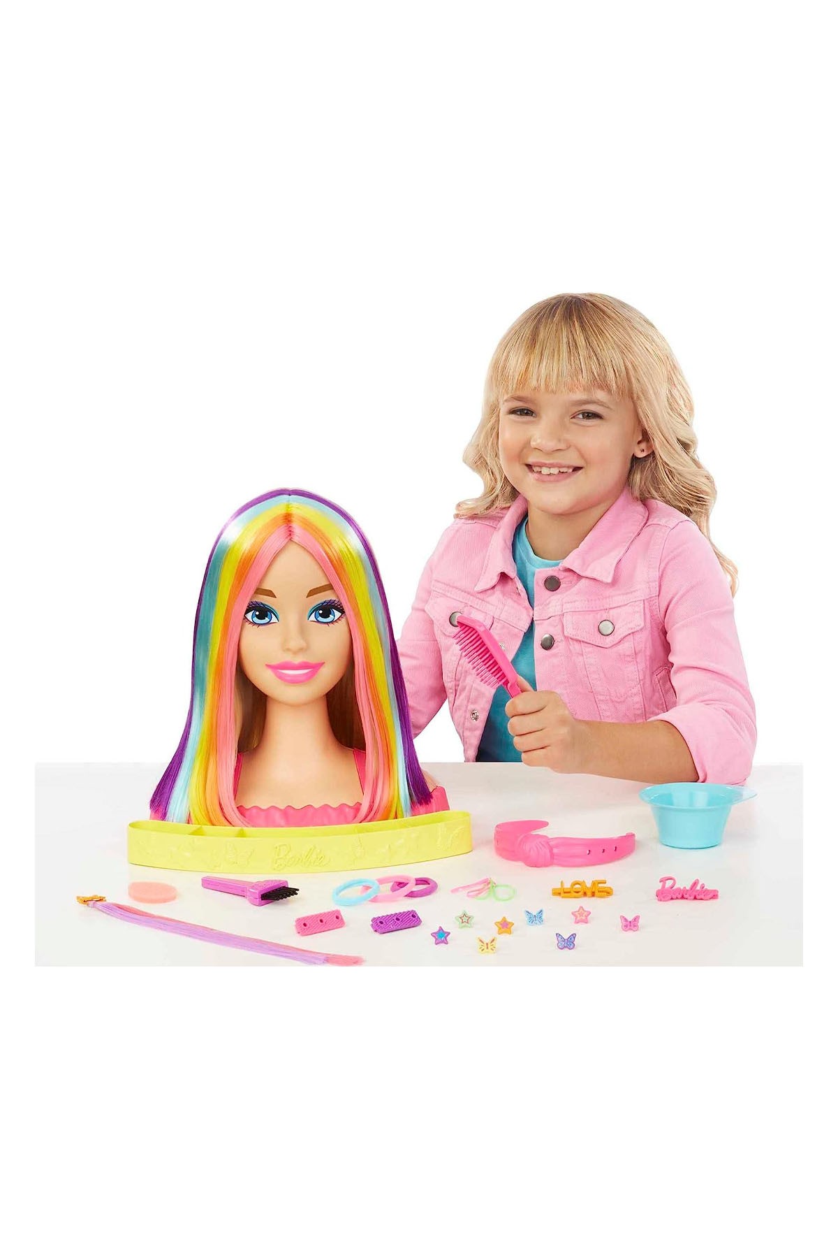 Barbie'nin Gökkuşağı Saçlı Büstü ve Aksesuarları HMD78