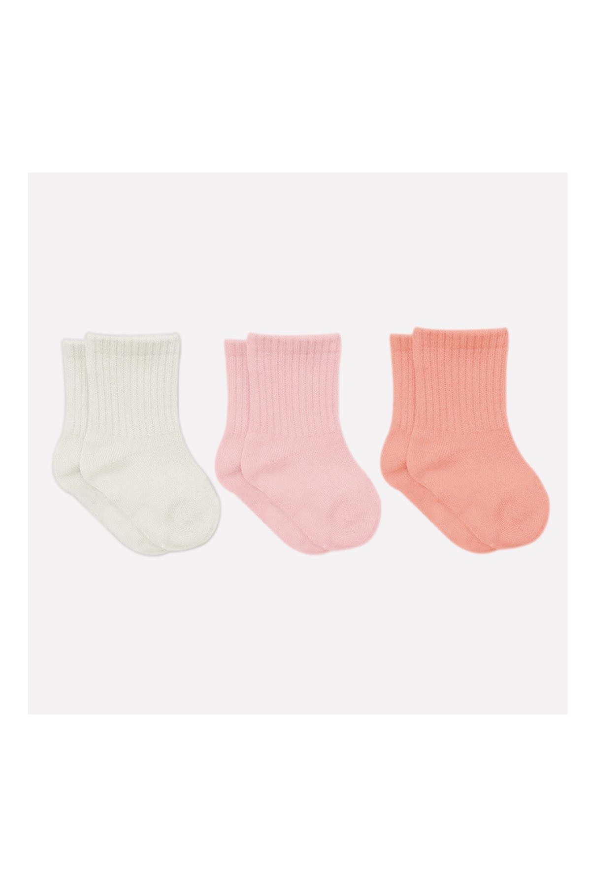 Bistyle 3'lü Penye Bebek Çorabı Pembe Çok Renkli