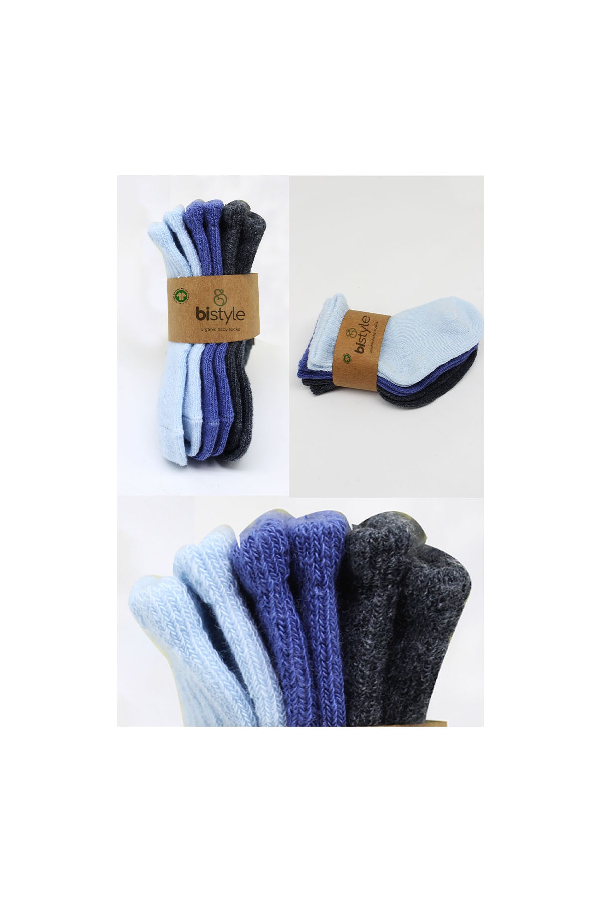 Bistyle 3'lü Penye Bebek Çorabı Lacivert Mavi Çok Renkli