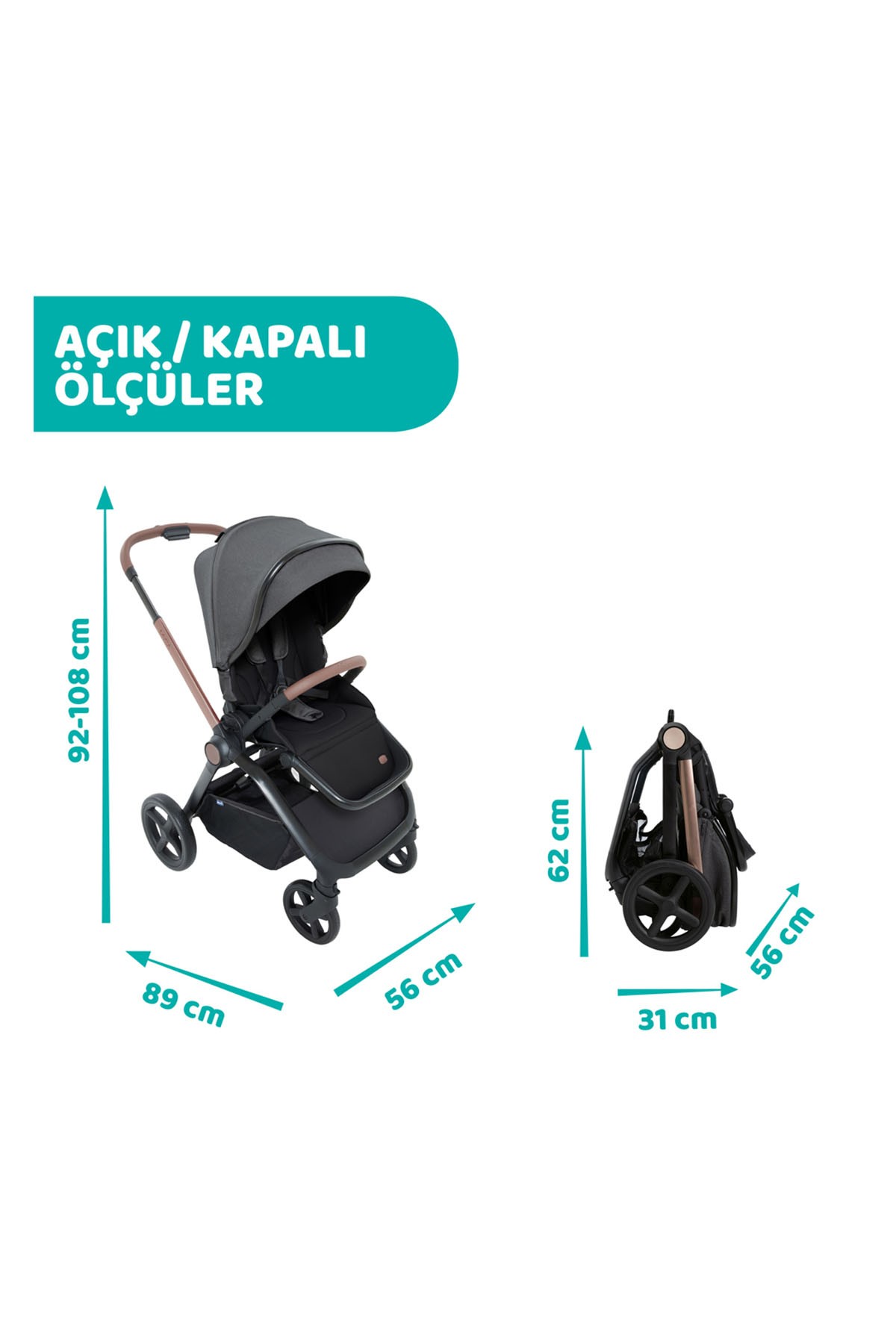 Chicco Mysa Bebek Arabası Black Satin