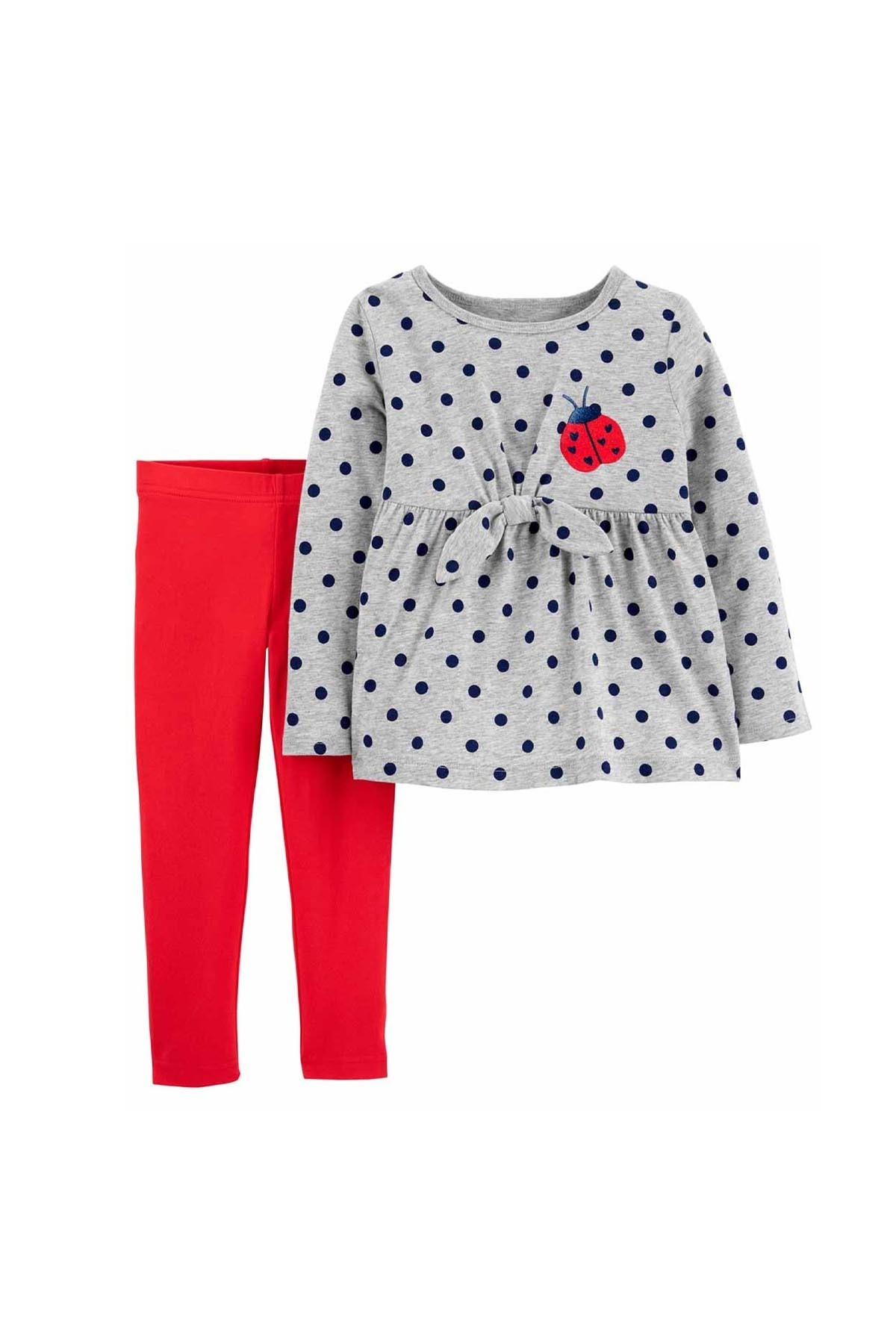 Carter's Küçük Kız Çocuk Bluz Tayt Set Puantiyeli Renkli