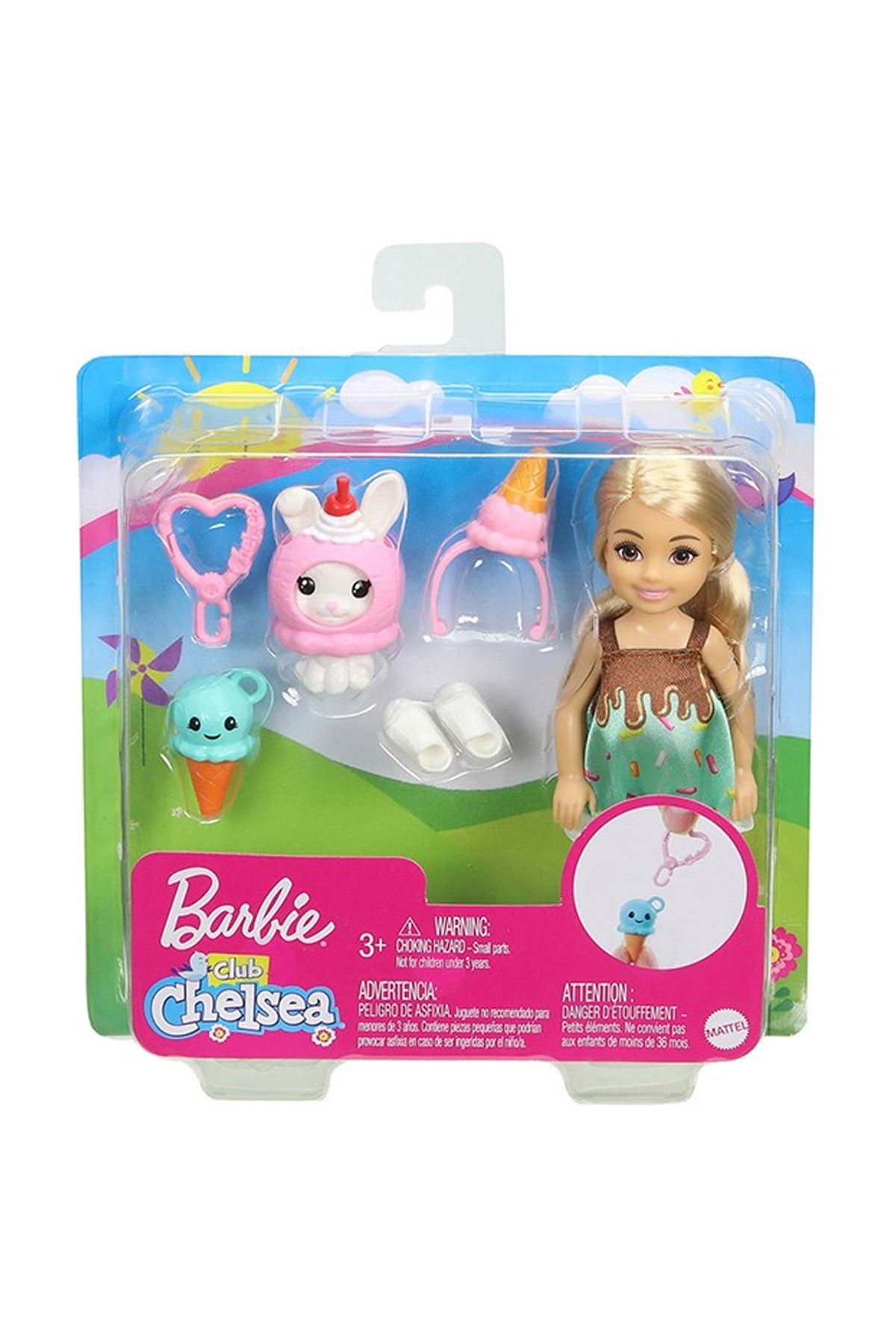 Barbie Kostümlü Chelsea ve Hayvancığı Oyun Setleri Dondurma Temalı