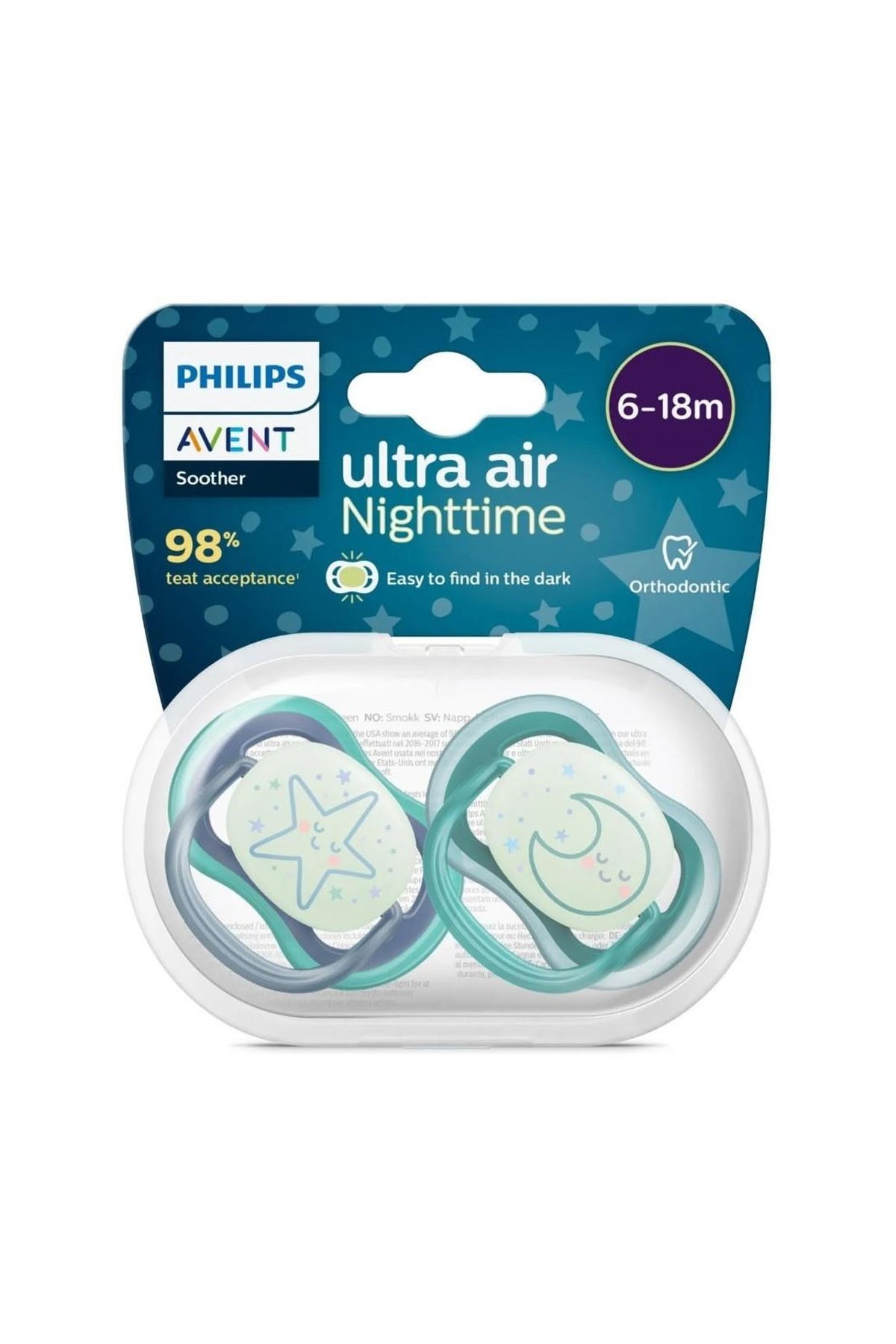 Philips Avent Ultra Air Gece 2'li Emzik 6-18 Ay Yıldız Ay Yeşil